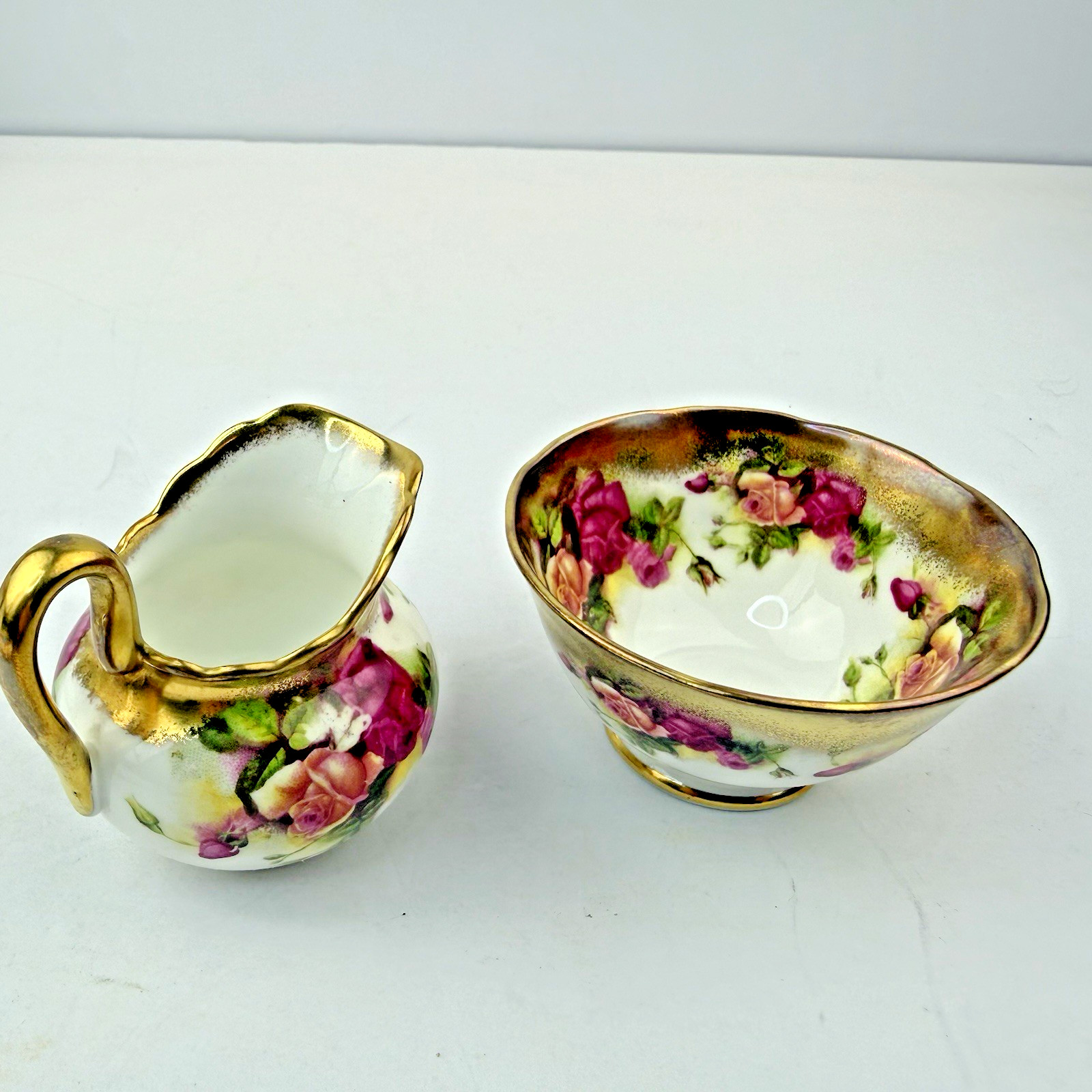 Golden Rose Royal Chelsea English Bone China Creamer And Sugar Bowl