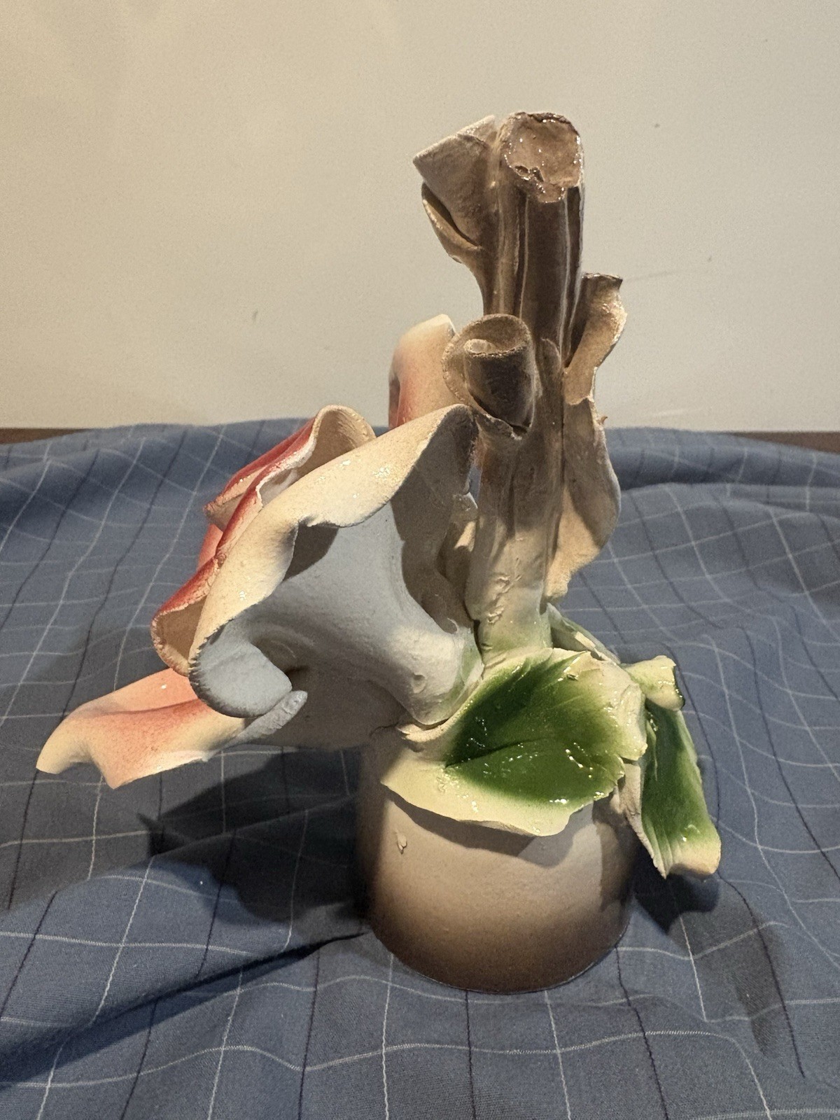 4 Vintage 1920’s Italian Capodimonte Flowers Roses Handmade In Italy