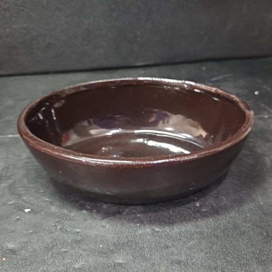 Ceramic Brown Artisan Pottery Oval Bowl, Vintage Handmade Rustic Trinket Dish
