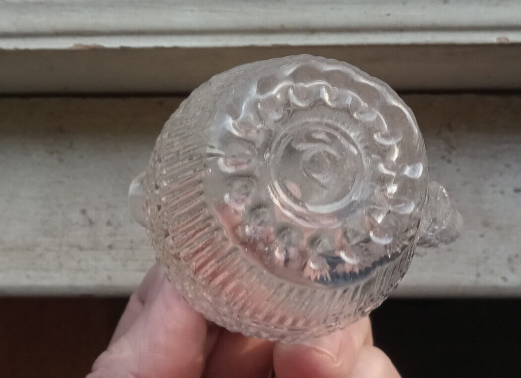 1830s EARLY 3 MOLD BLOWN TOY CREAMER DIAMOND HOBNAIL BOSTON & SANDWICH GLASS CO