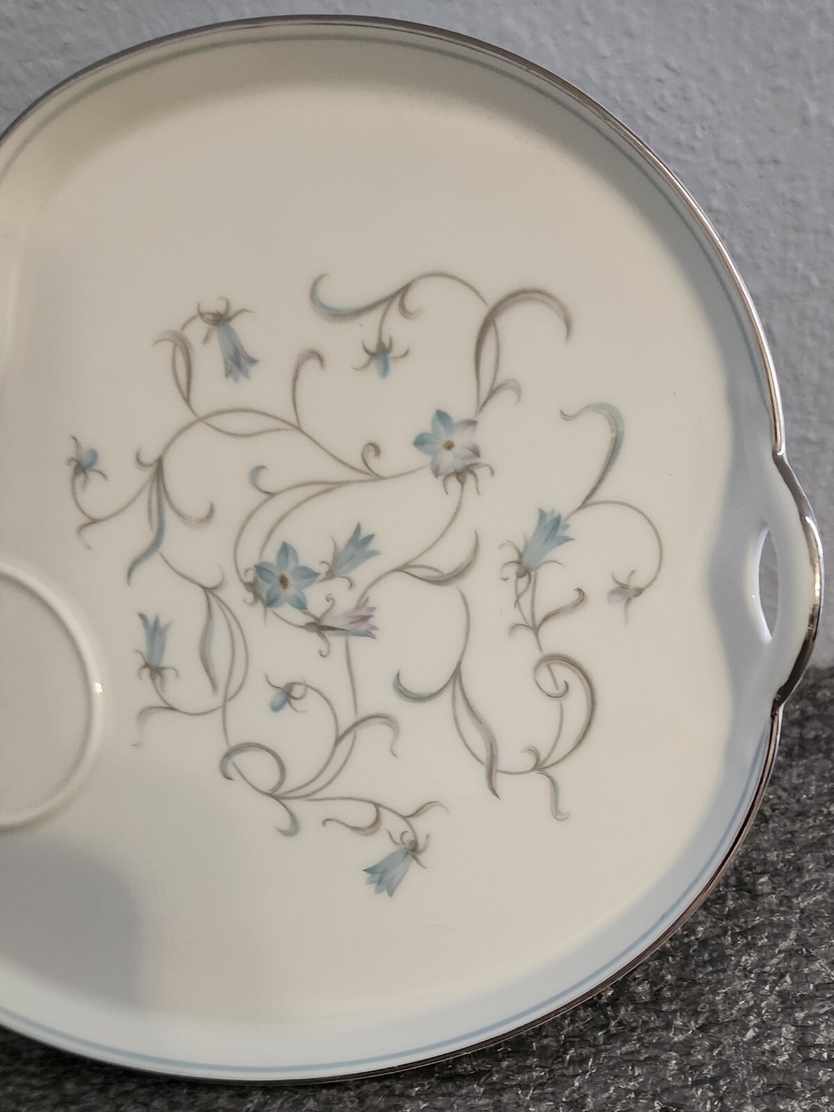 Noritake Beaumont 5796 Snack Saucer Bluebell flowers, Platinum Trim, 1950