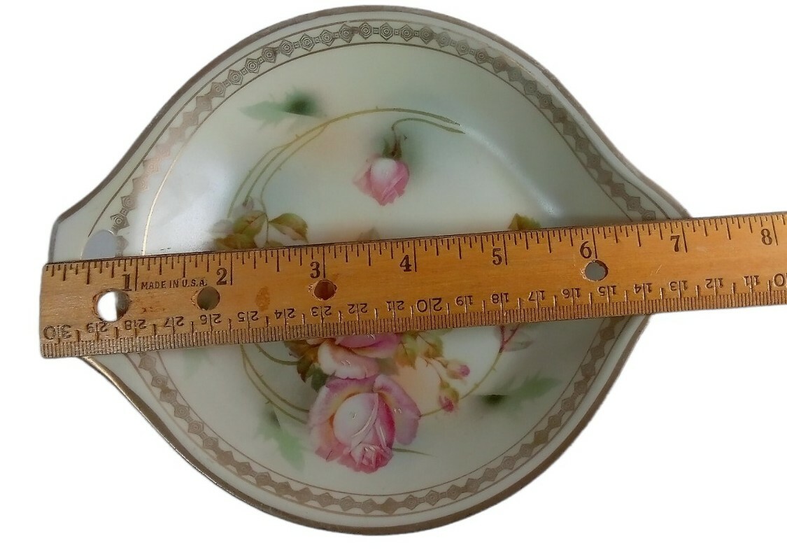 Porcelain Shallow Sauce Dish Pink Roses Germany