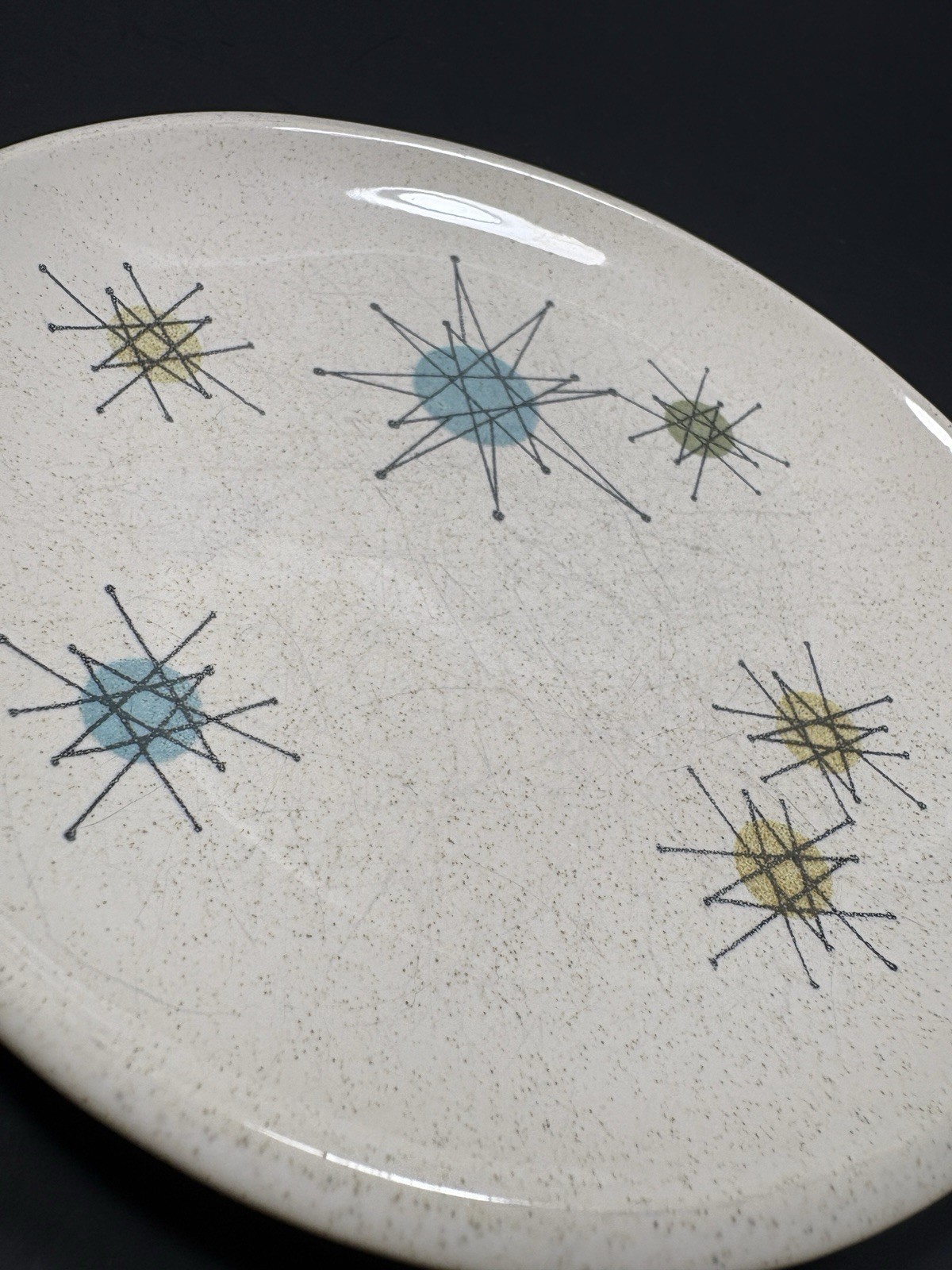 Vintage MCM Franciscan Starburst Atomic Space Age Design 6.25 in Plate Set of 4