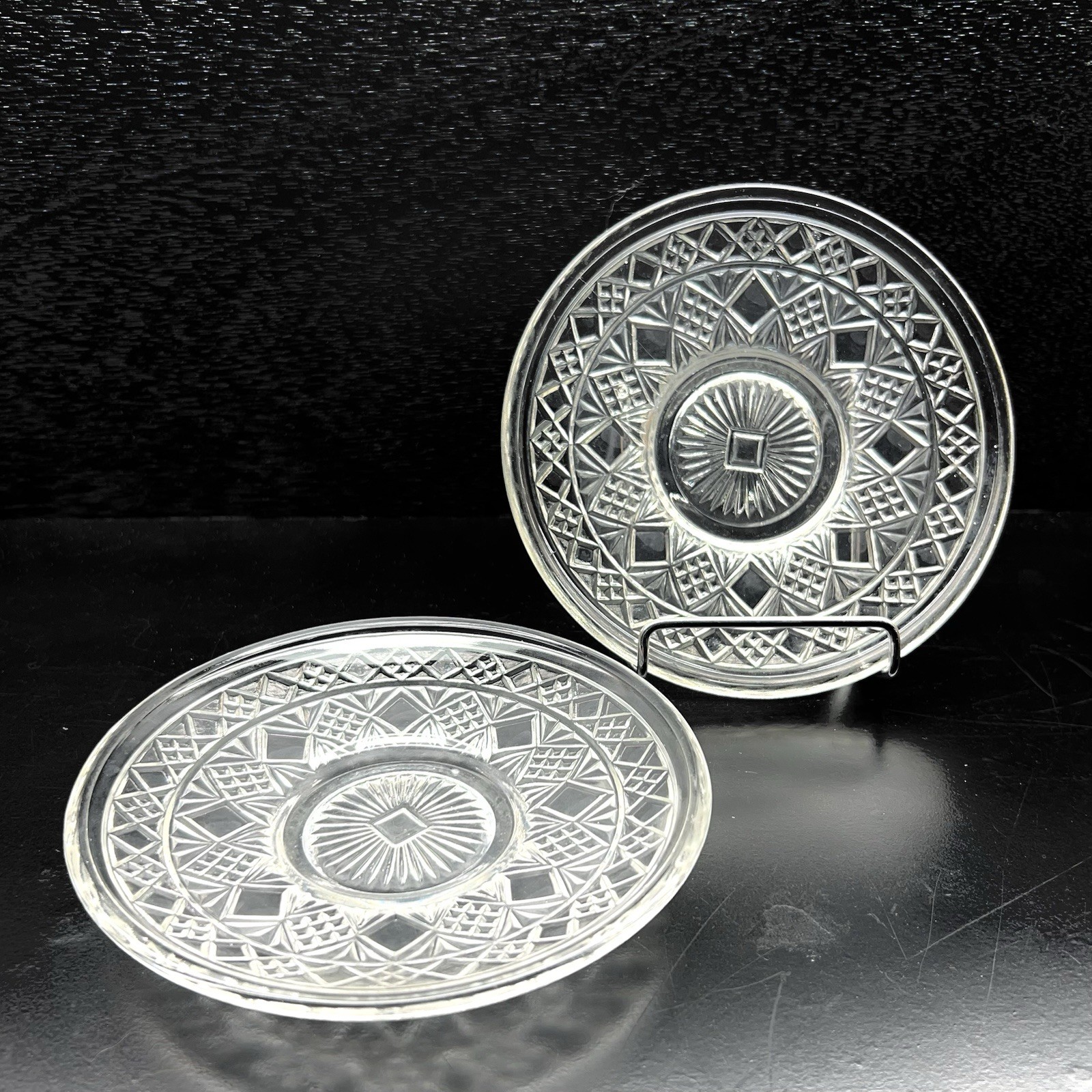 1950s Set of 2~Hazel Atlas~ GOTHIC Big Top Peanut Butter~ Crystal Luncheon Plate