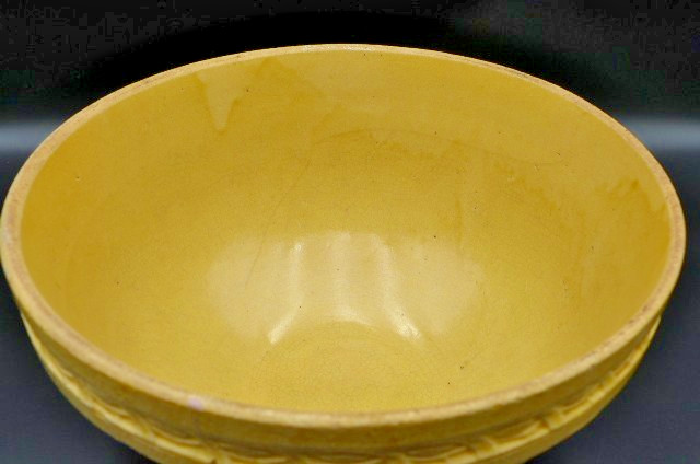 Antique 1920’s McCoy Pottery Yellowware Mixing Bowl Sunrise / Sunburst XL 11.5″