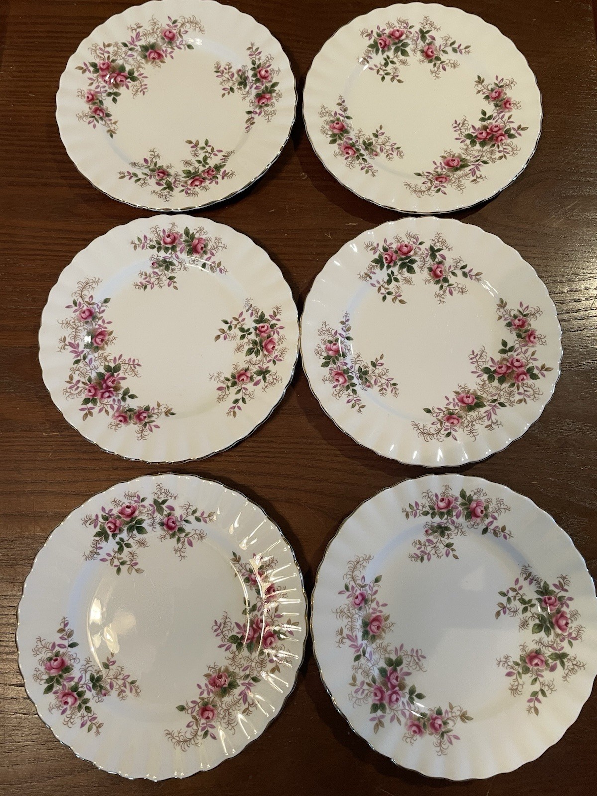 6 Royal Albert Lavender Rose Bread & Butter plates 6-1/4 inches