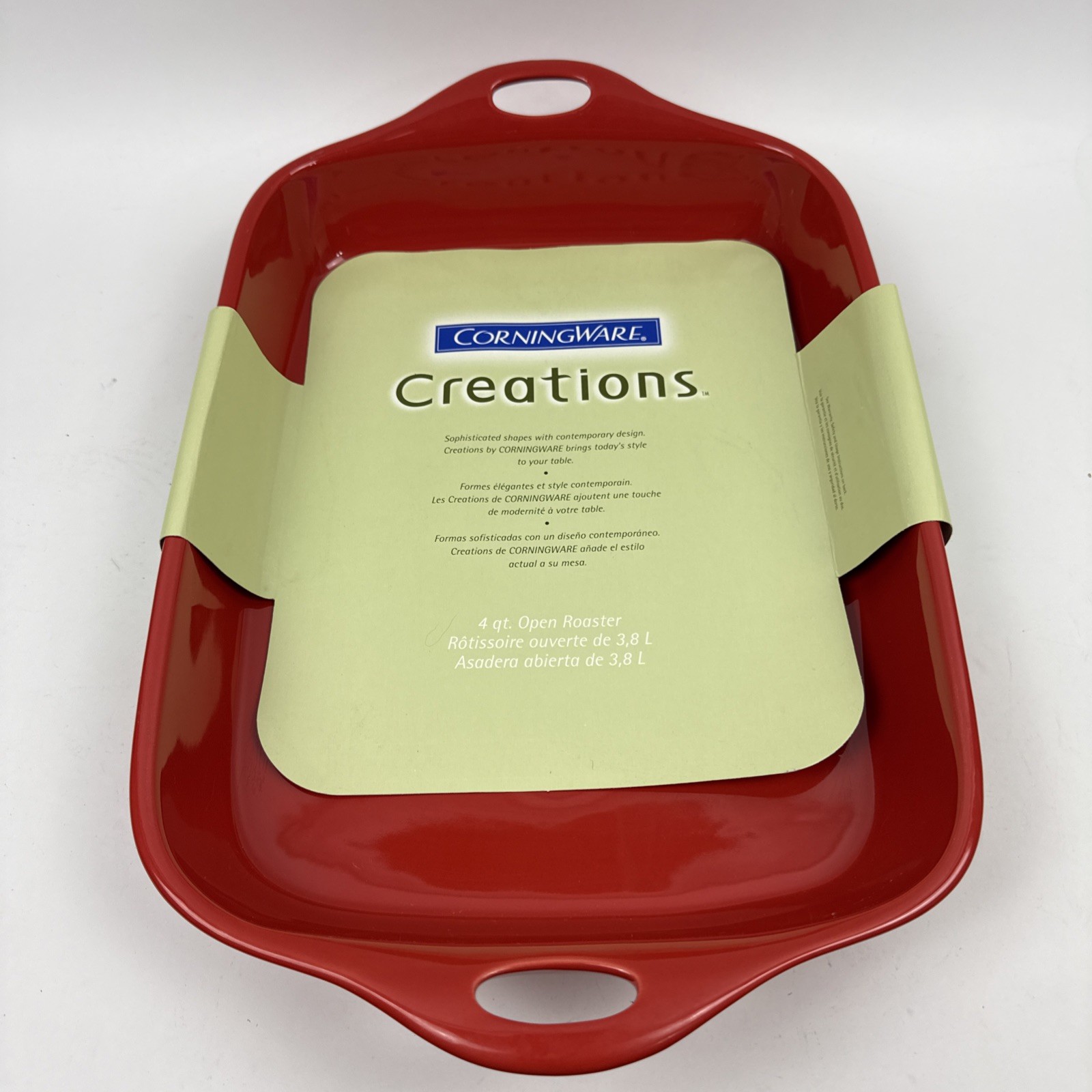 CorningWare Creations Stoneware Ruby Red Baking Casserole Dish 4QT 14X11”HEAVY