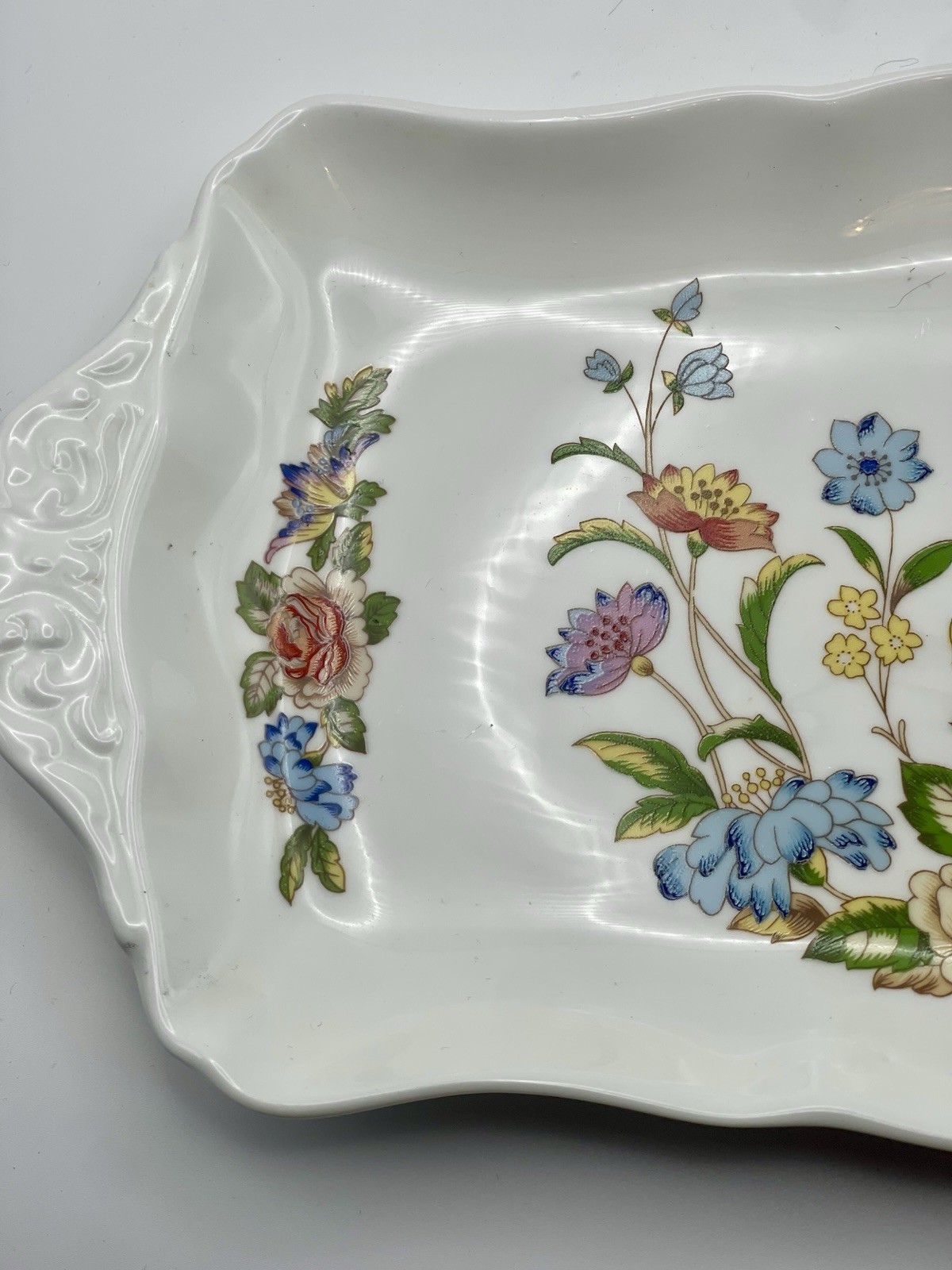 Aynsley “Cottage Garden” Rectangular Bone China Vintage Sandwich Tray 12.5”