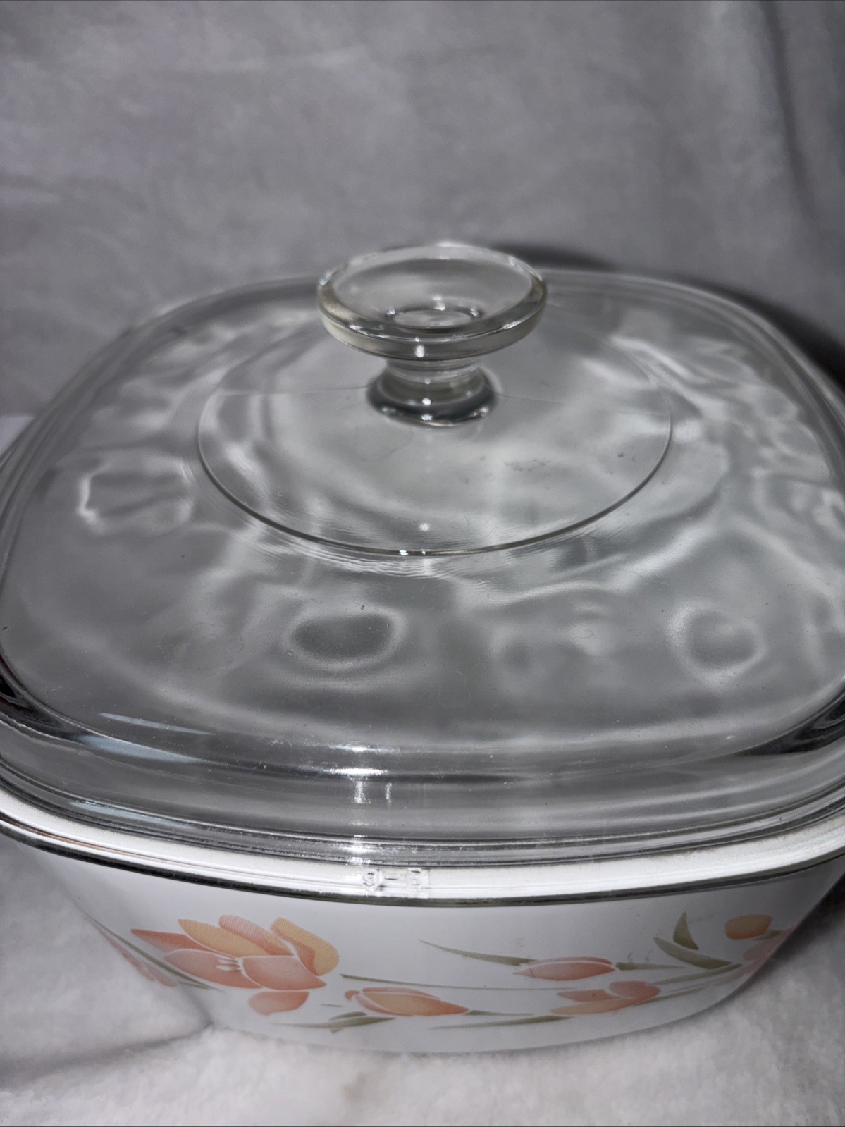 Vintage CorningWare A-Series Peach Floral A-3-B 3 Liter Dish & Lid No Chips GUC