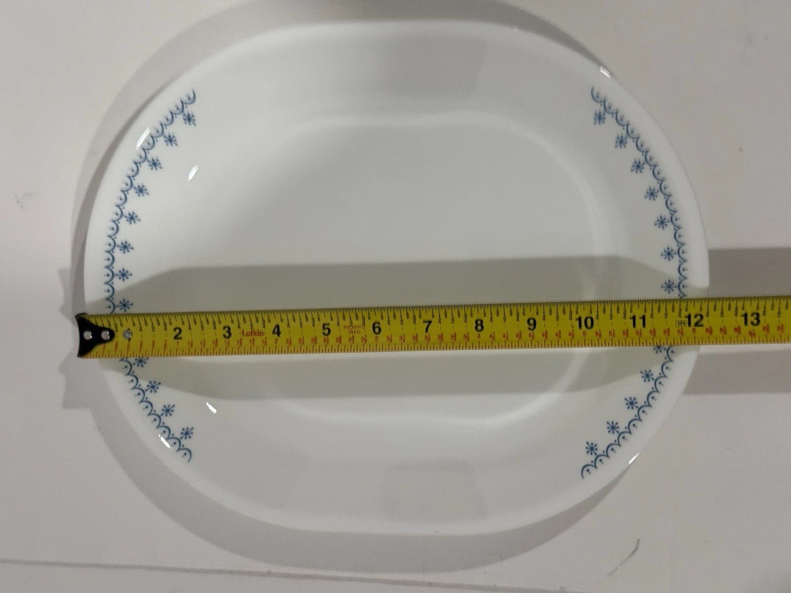 Vintage Corelle Snowflake Blue Garland 12.25 Oval Serving Platter Corning USA