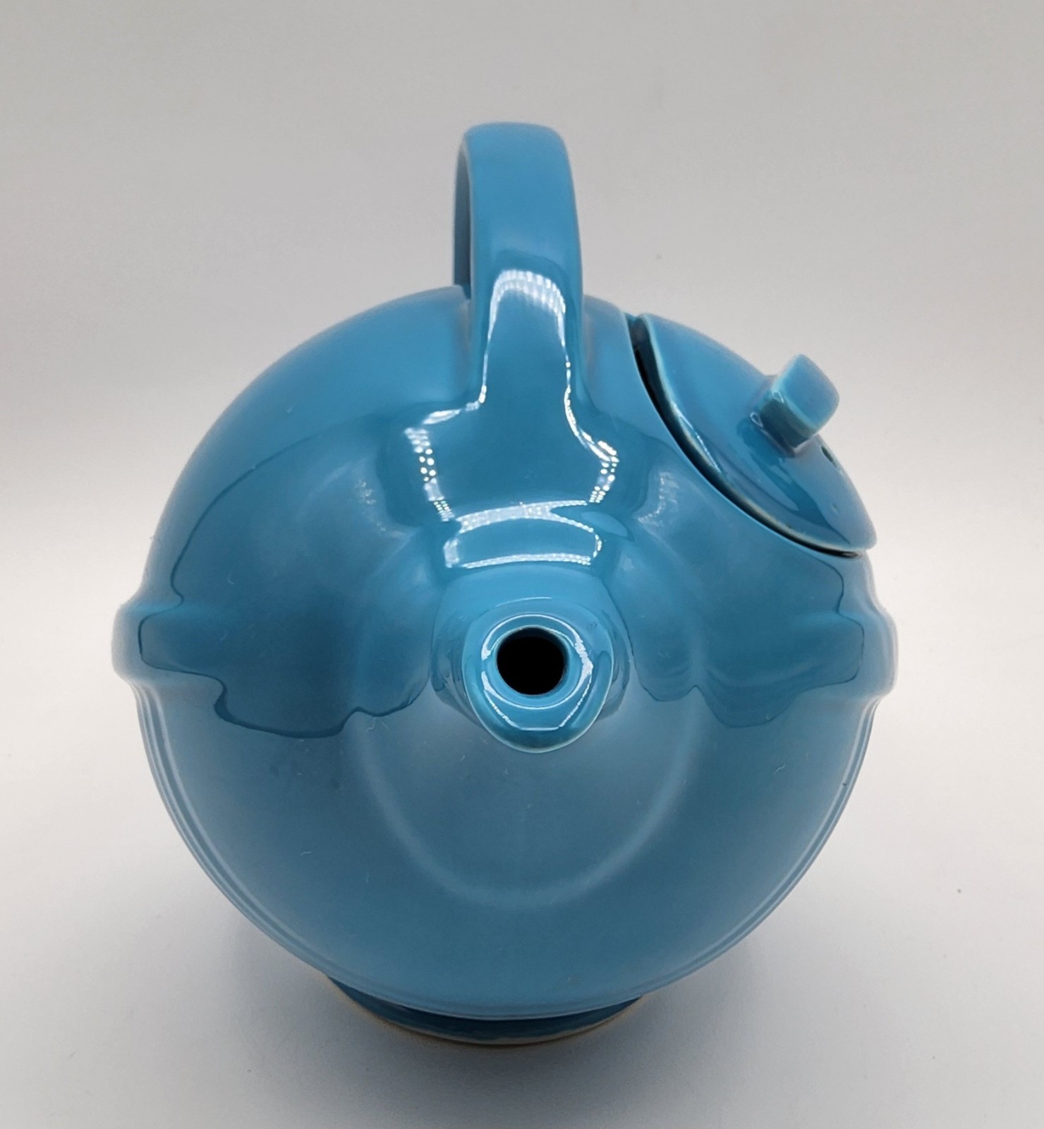 1992 Limited Edition Hall China Peacock Blue MCM Style Football Teapot