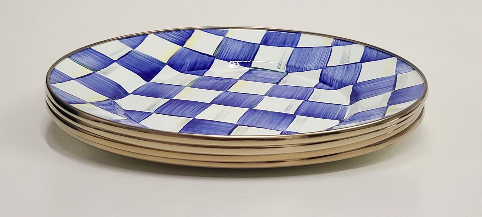 Mackenzie Childs Royal Check Dinner Plate Set Of 4