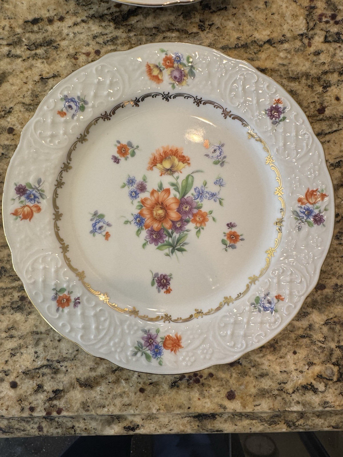 Schumann Bavaria Bouquet Orange Yellow Purple Flowers 7 ¾” Salad Plate(s)