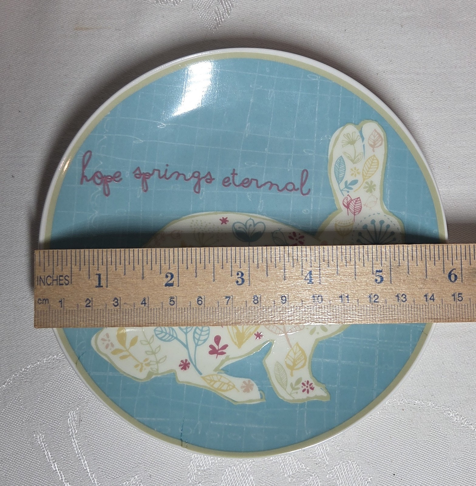 4 Certified International EASTER RABBIT BUNNY BLESSINGS Appetizer Plates w/Box