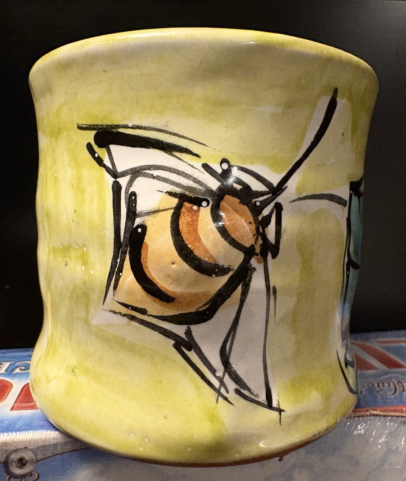Karin Kreamer Handmade Ceramic Cup Bee And Sunflower