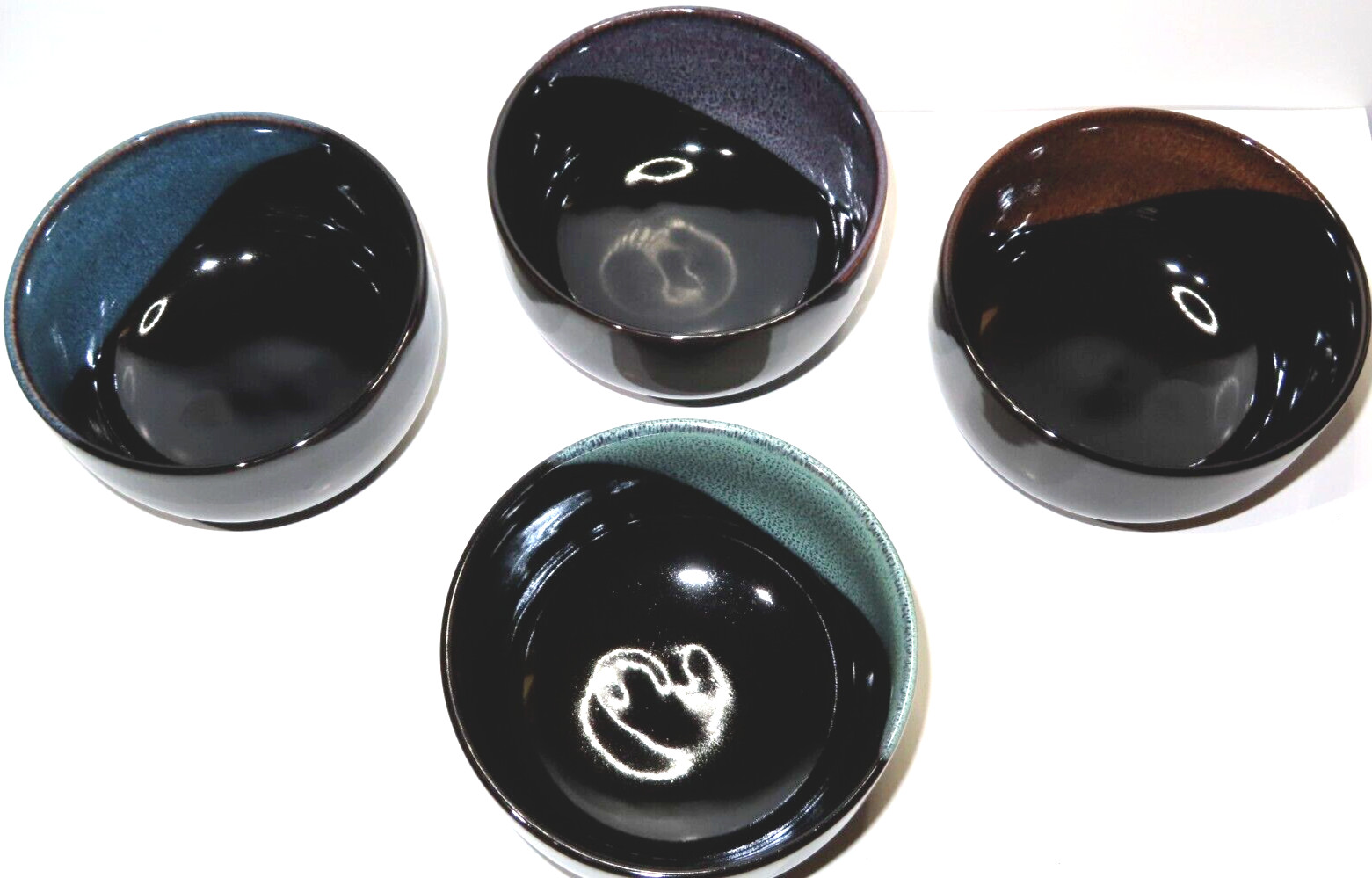 MCI Japan Handmade Ceramic Bowls Set of Four (4) 3 1/8″ H x 5 1/4″ D