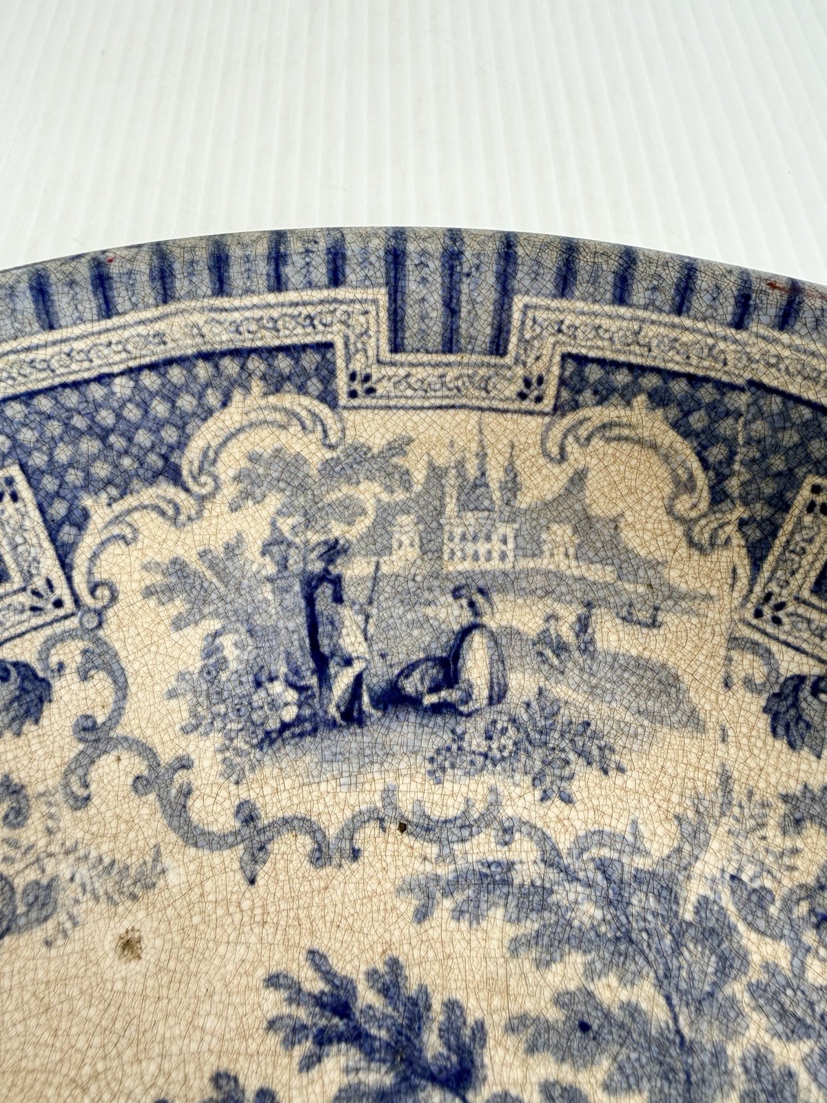 Antique Ironstone RA Kidston Verreville SYRIAN Blue Transfer Platter Rice Dish