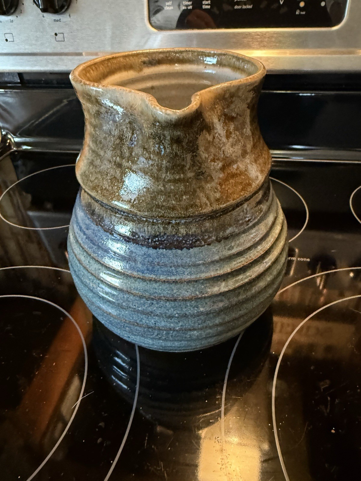 Signed Studio Art Pottery Ceramic Pitcher Hand Thrown Stoneware Vintage