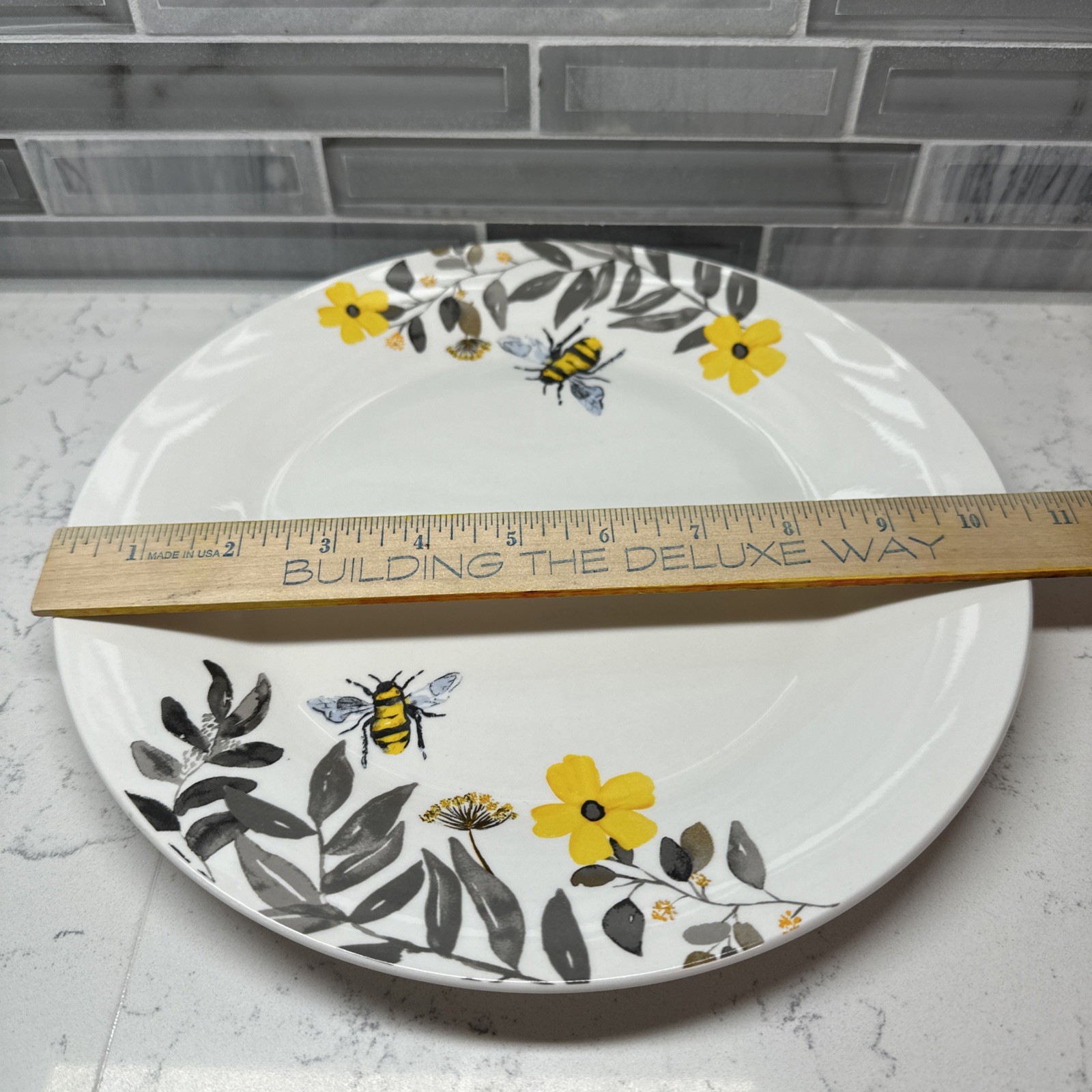 ROYAL NORFOLK “Bee Kind” Floral & Bees~Bowl/Salad & Dinner Plate/Placemat~4 EACH