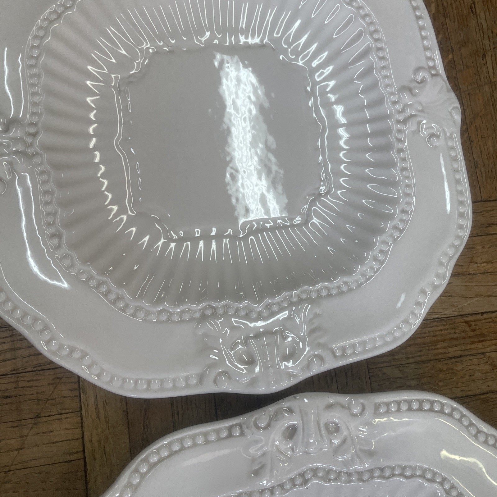 american atelier plates Dinner Creme Square 10.75 Baroque Set 6