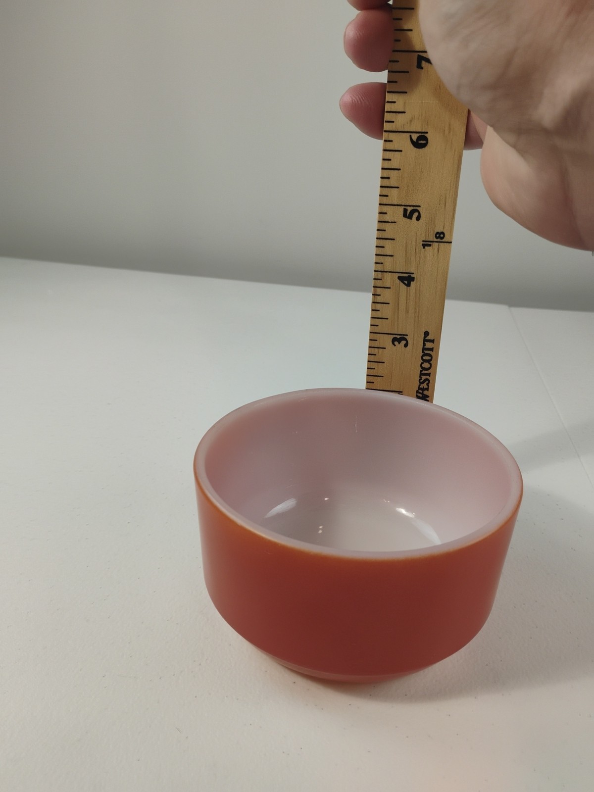 Vintage Anchor Hocking Fire-King Milk Glass Orange Small Bowl 4″ Diameter