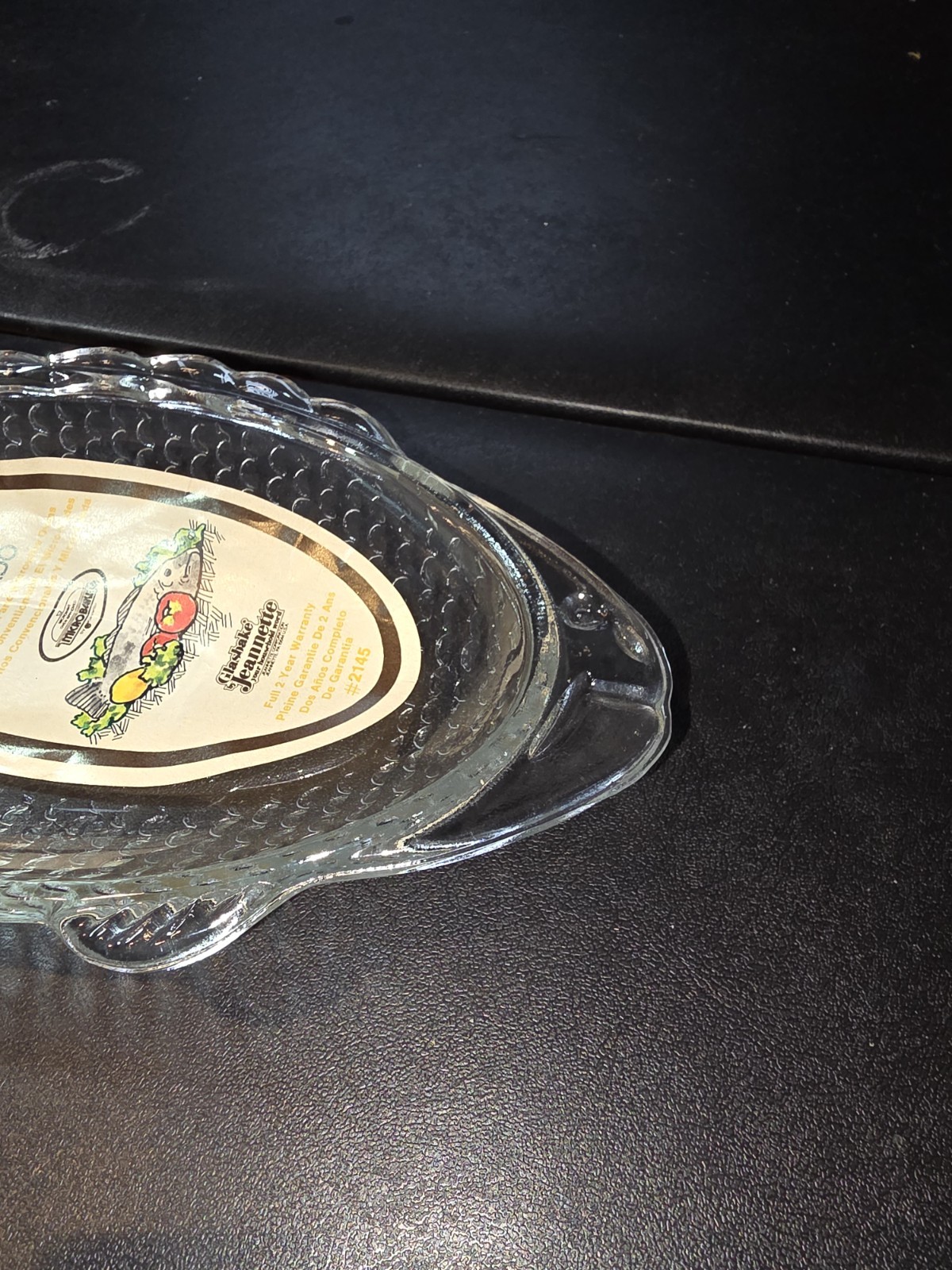 Set Of 2 Glasbake J2145 Fish Dish Shape dinner plates 9.5″ clear glass Jeannette