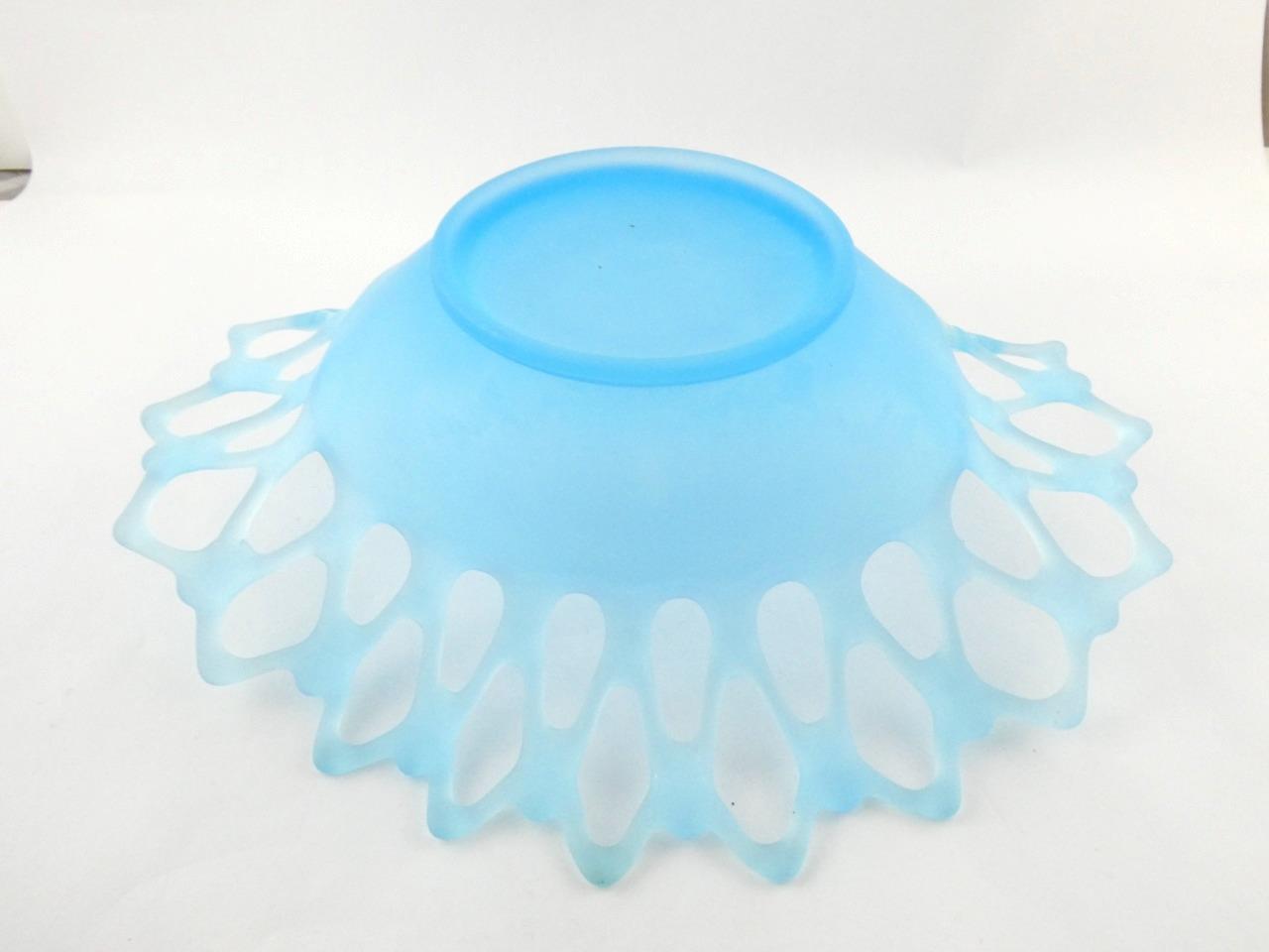 Westmoreland Doric Blue Frosted Satin Glass Centerpiece Bowl 12.75 Inches