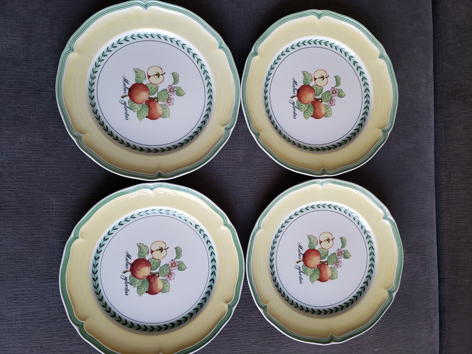 Set Of 4 Villeroy & Boch FRENCH GARDEN Valence Orange Dinner 10 3/8″ EXCELLENT!
