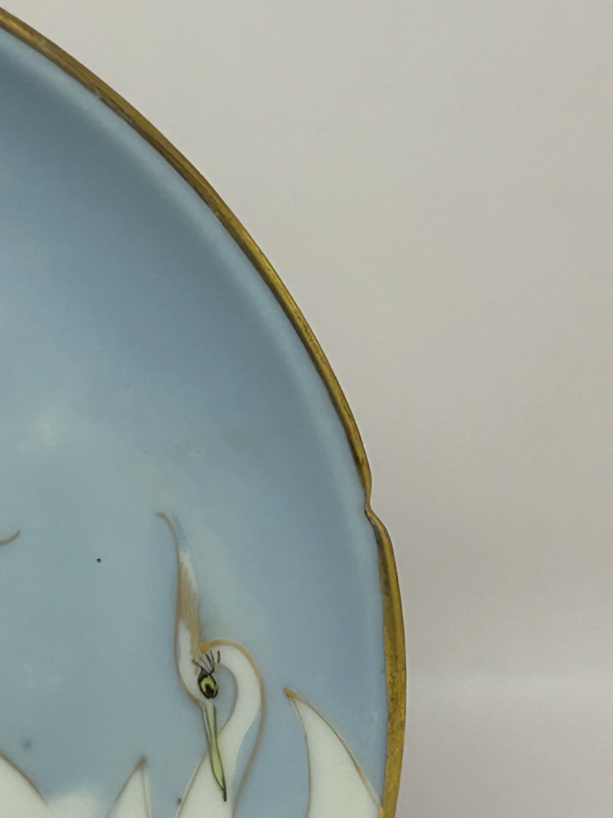 Set 4 Vintage Victory Shofu 5.75″ Crane Bird Plates Saucers Japan Blue White