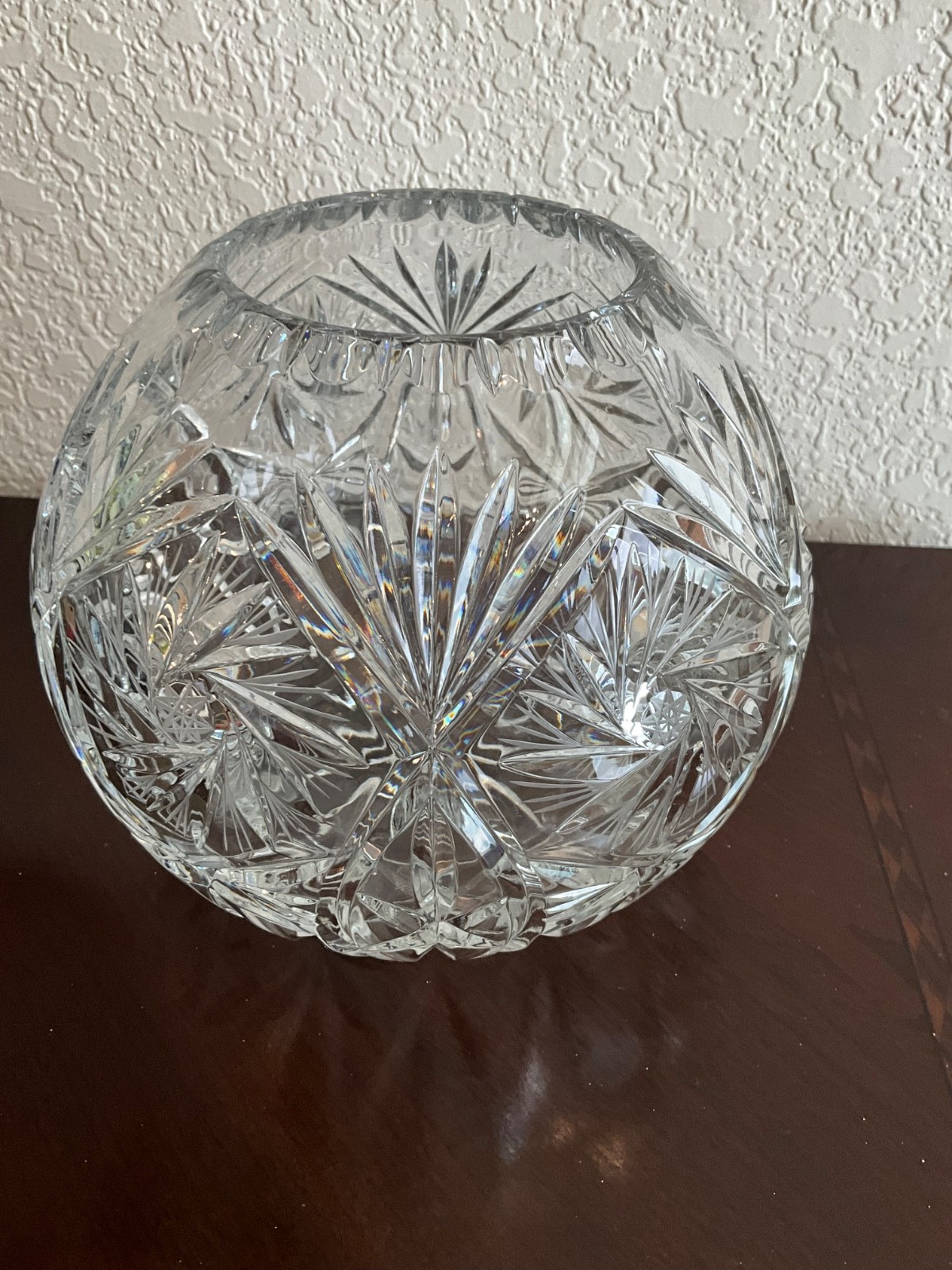 Vintage Cut Lead Crystal Rose Bowl