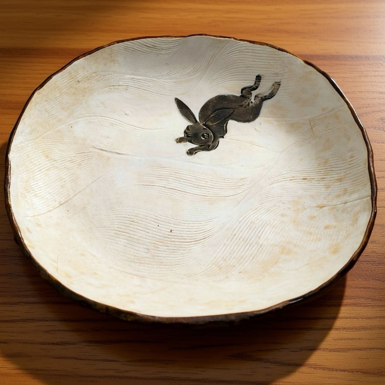 Handmade Ceramic Rabbit Hare Dish Asymmetrical Porcelain Stoneware