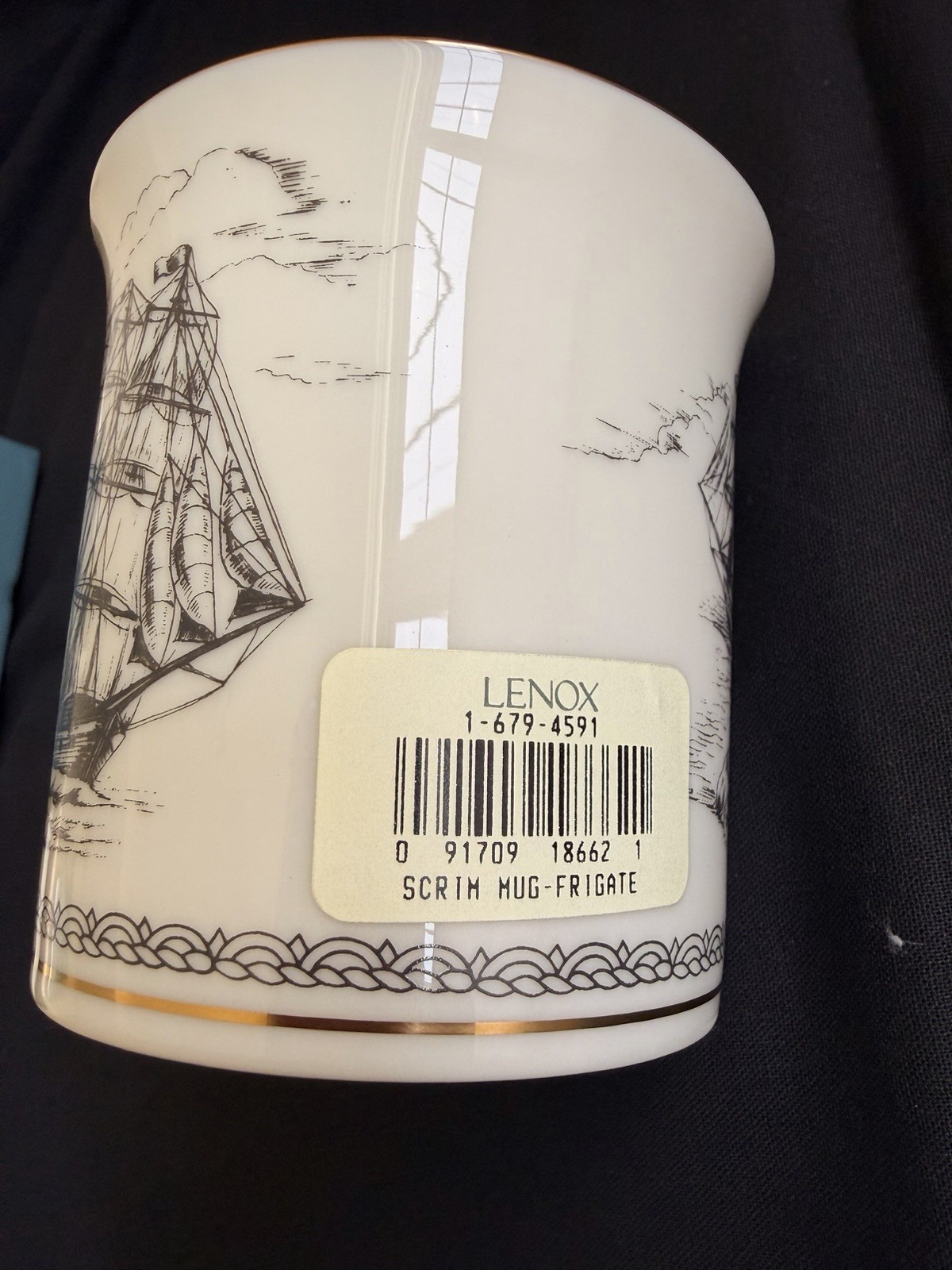 Lenox scrimshaw Mugs. 2 Frigate, 2 Clipper NEW in Original Box