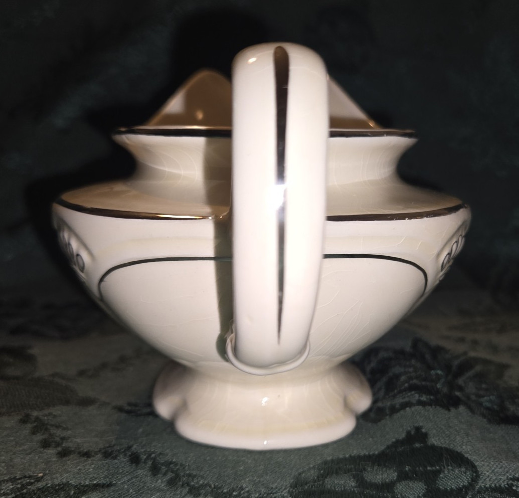 Homer Laughlin Marigold Pattern Gravy Boat with Platinum Trim
