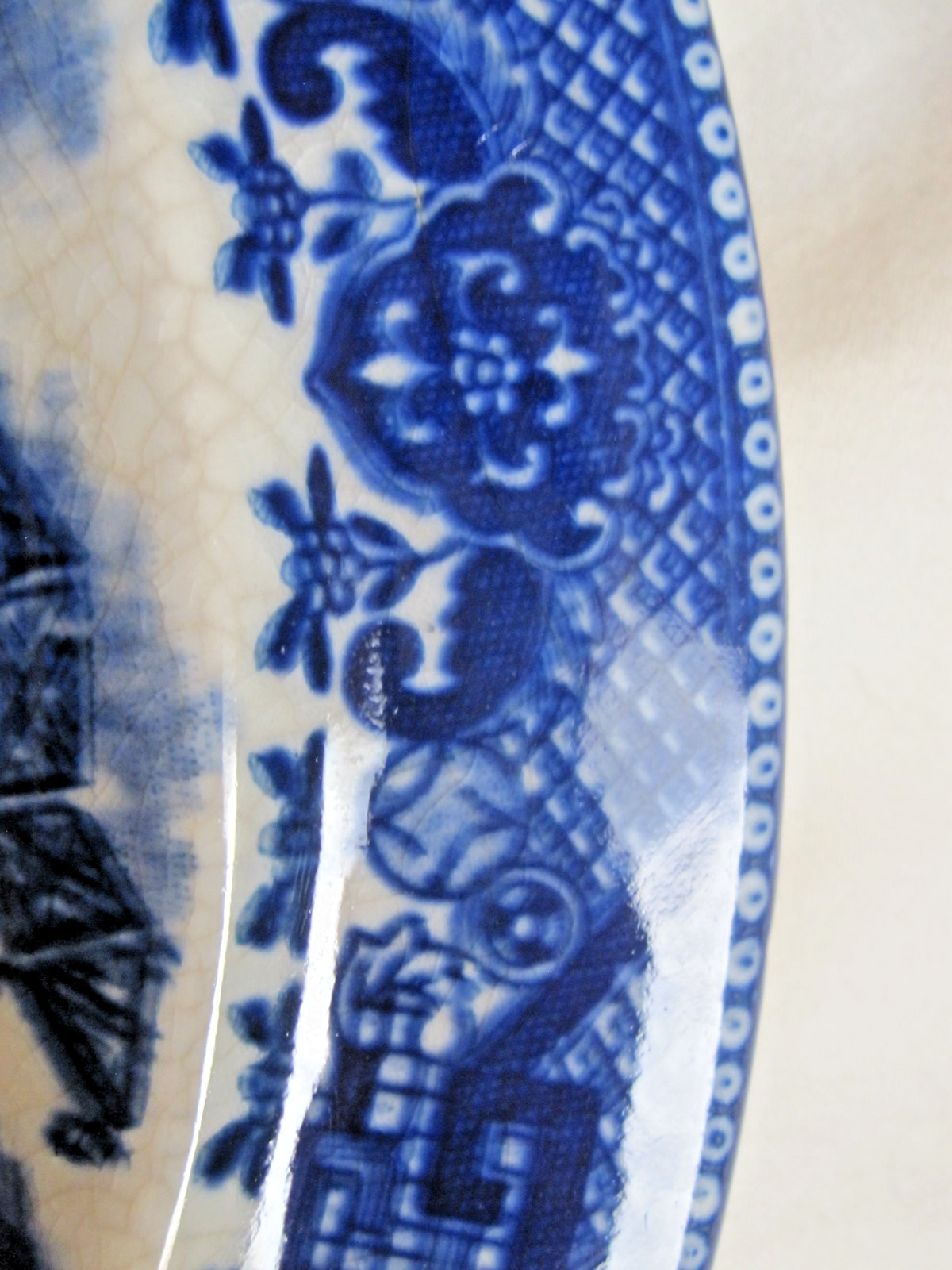 Vtg Rare Made in Occupied Japan Motjama Blue Willow Divided Dinner Plate 10-1/4″