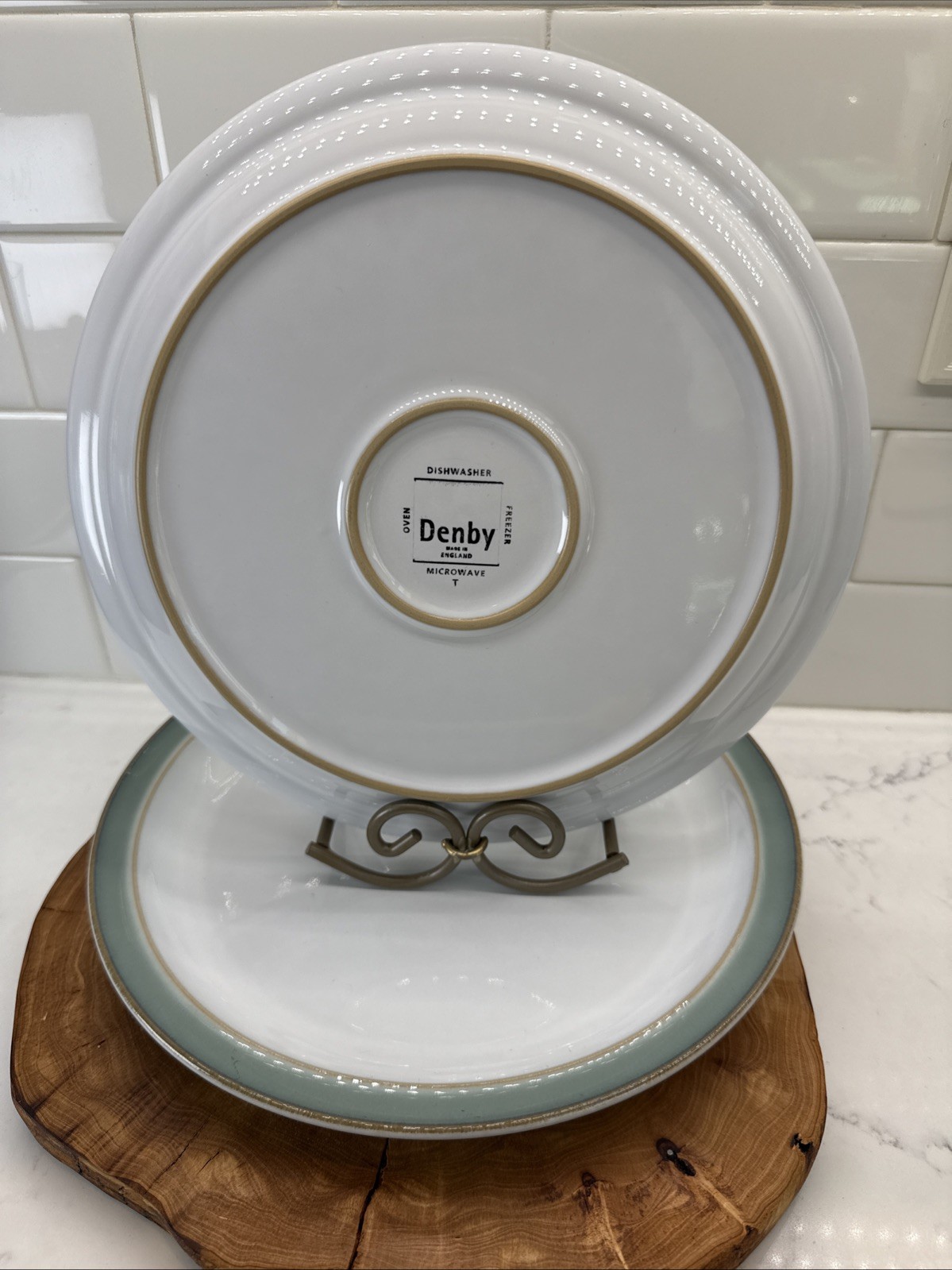 4-Denby England Regency Green 10 3/8″ Dinner Plates