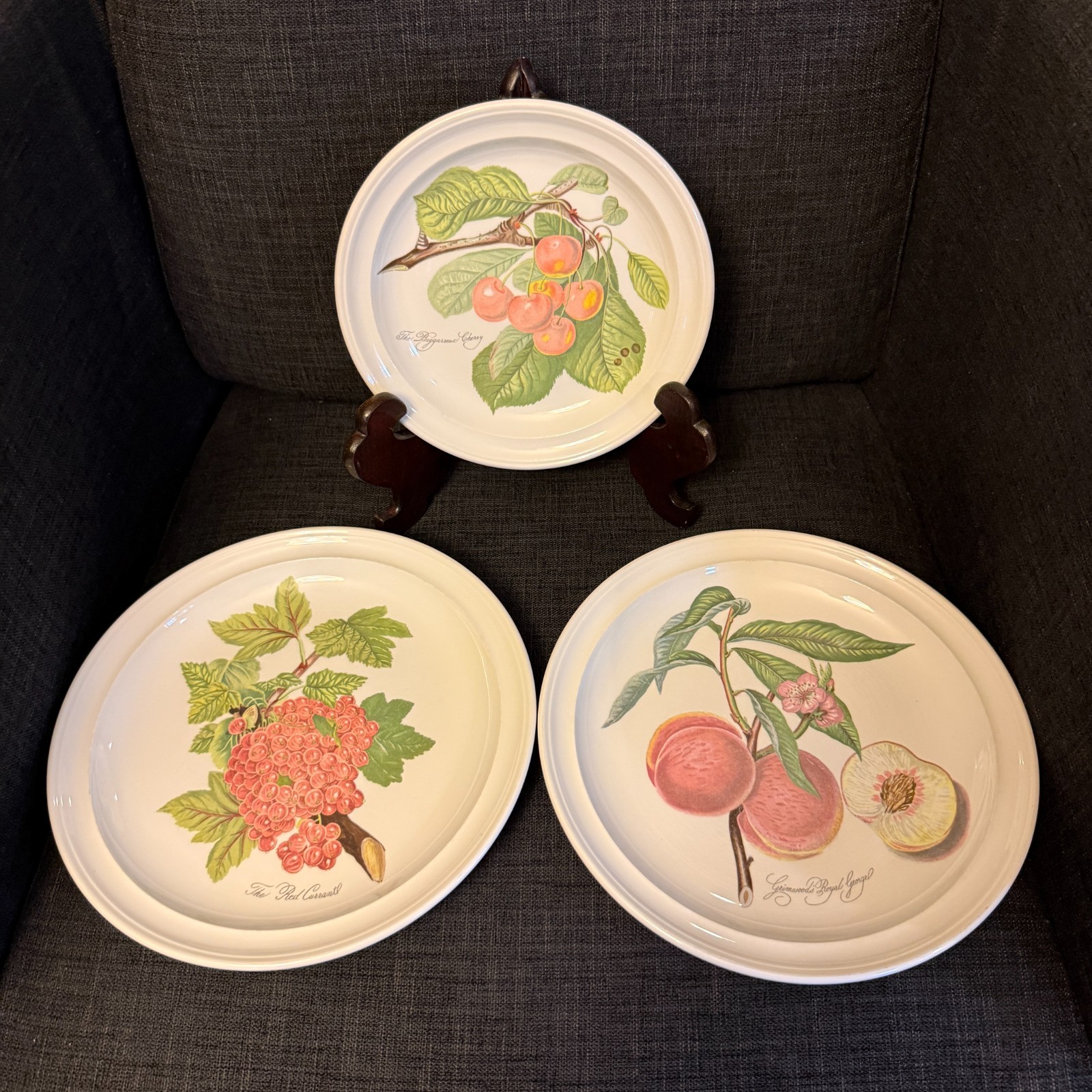 Portmeirion Pomona 2 Dinner Plates Currant & Peach 1 Salad Cherry No Border Engl