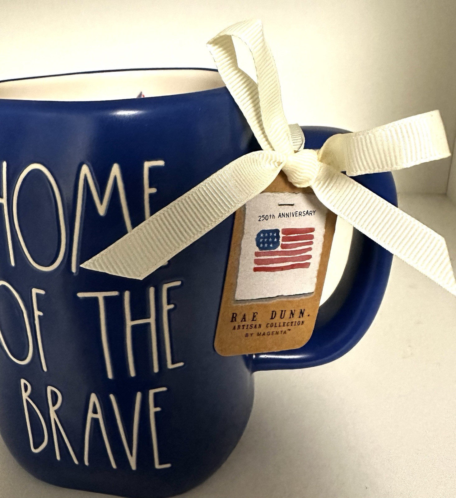 Rae Dunn HOME OF THE BRAVE Patriotic 2026 America 250th Anniversary Mug NEW