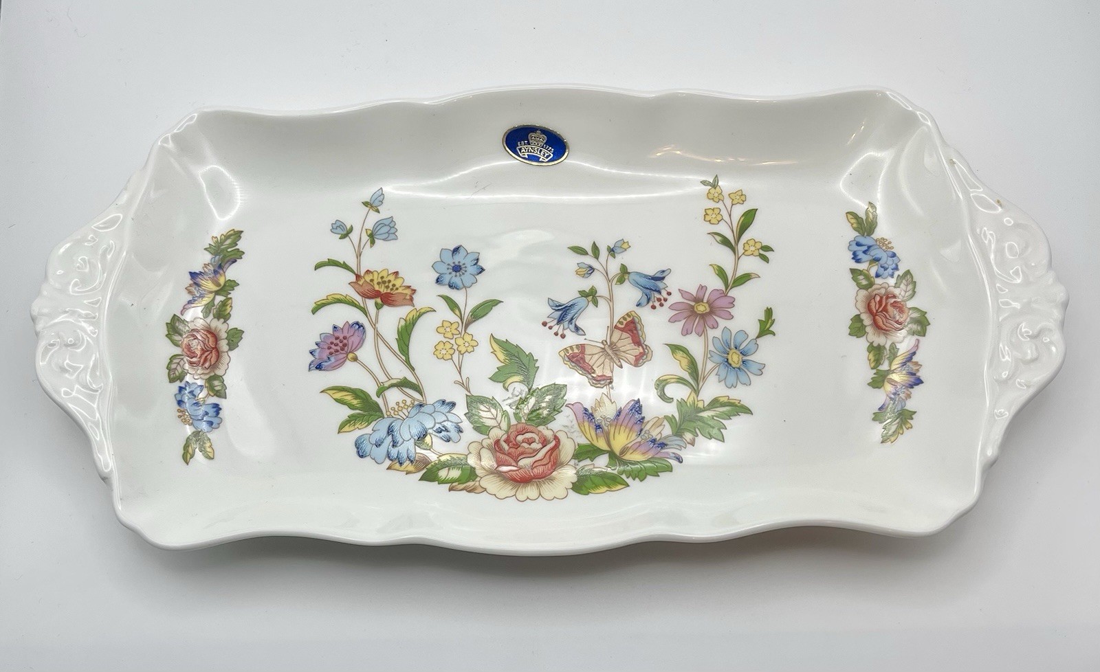 Aynsley “Cottage Garden” Rectangular Bone China Vintage Sandwich Tray 12.5”