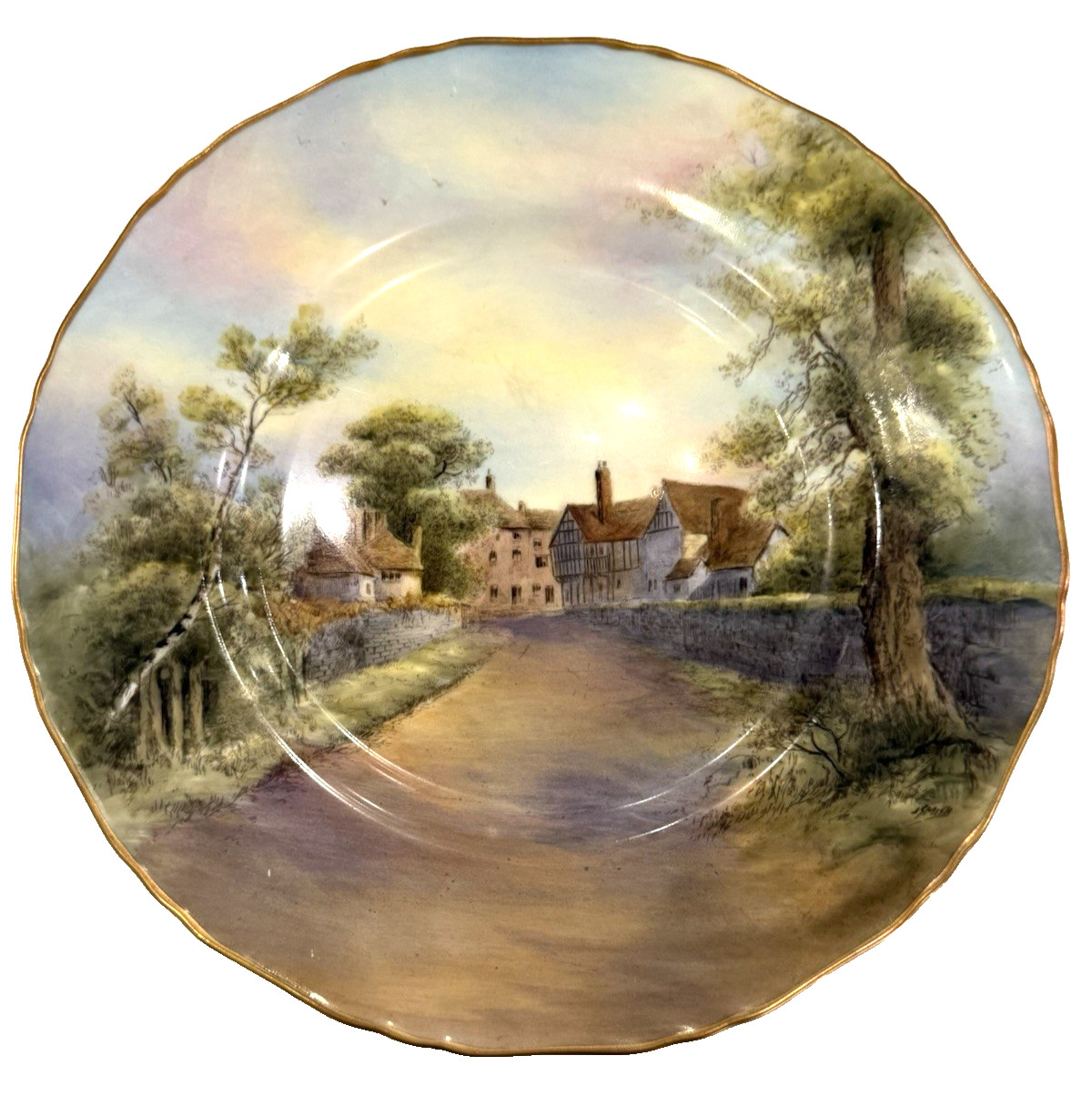 Pristine 1952 Royal Worcester Tewkesbury Plate Signed J. Smith 10.5″