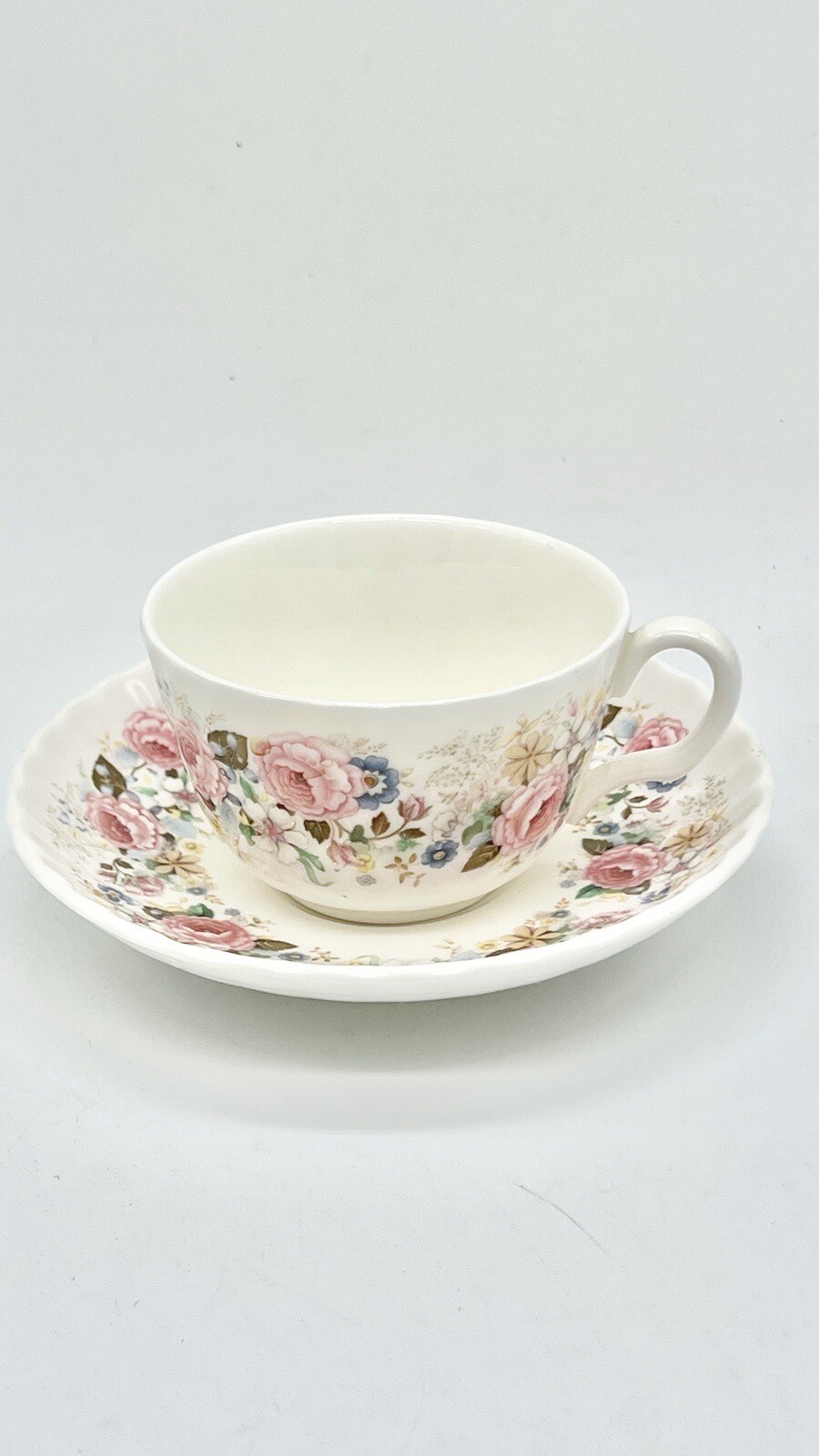 Minton Rose Garland Cup & Saucer Fine Bone China England 1973 Pink Floral