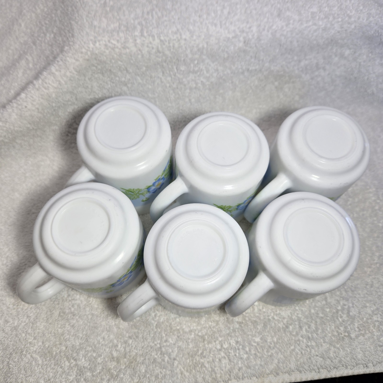 Vtg RAk Tea Cups Set Of 6 Small Ceramic Blue River 250ml Blue Floral Print UAE