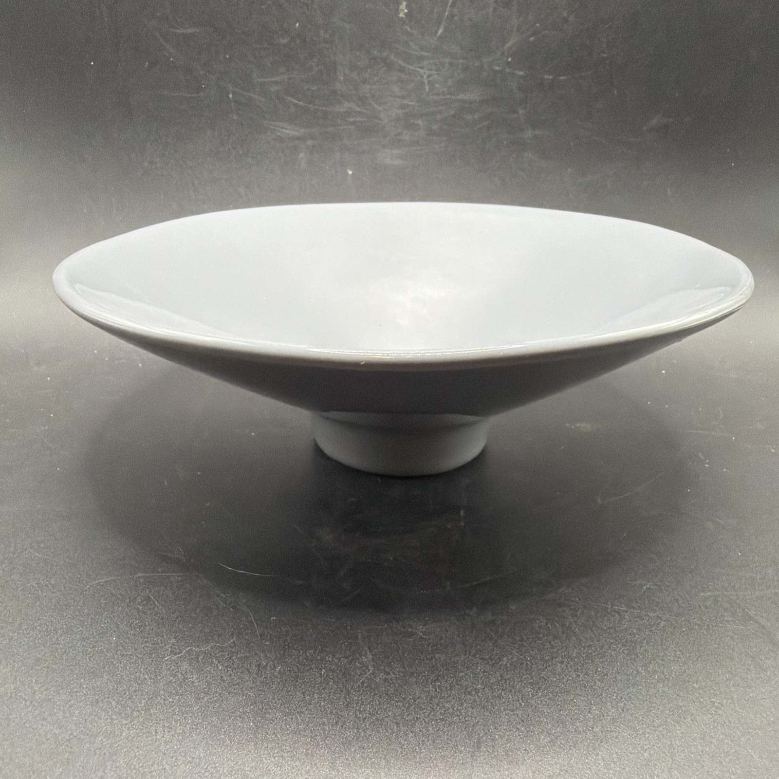 Haeger Pottery Blue Bowl USA Pedestal Container Dish 3296-1985 Ikebana