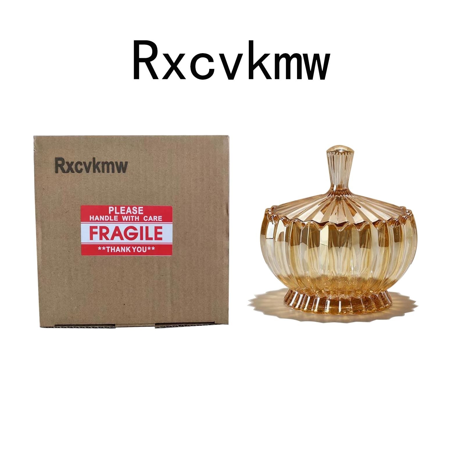 Decorative Amber Glass Candy Bowl with Cover, Crystal Fruit Plate, Elegant Servi