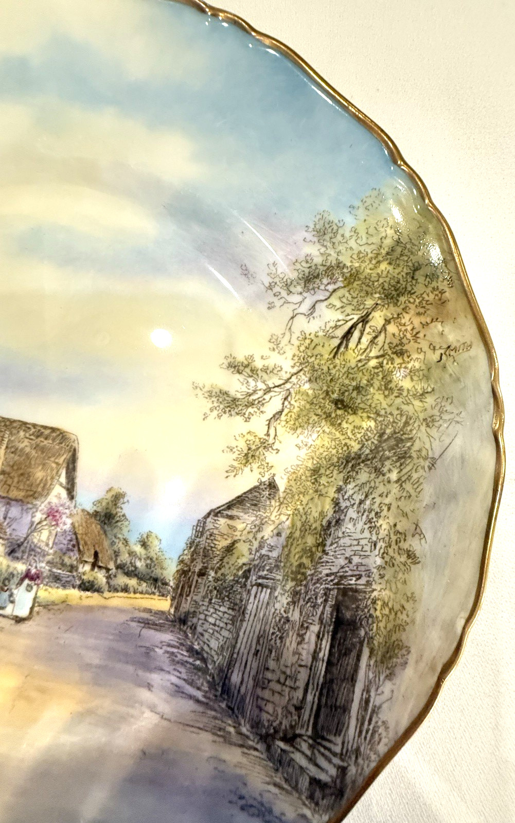 Royal Worcester 1950 Little Comberton Serving Bowl Signed J Smith Pristine 10⅝”