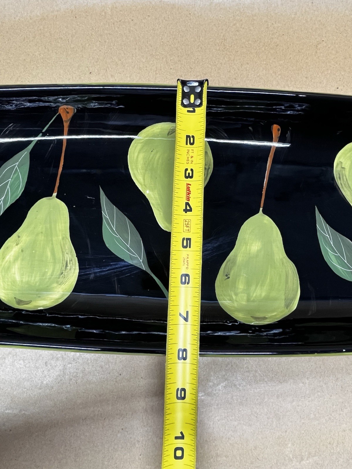 Romy & Clare Fenton Green Pear LONG BIG Rectangular Dish Platter Tray 2007 24”