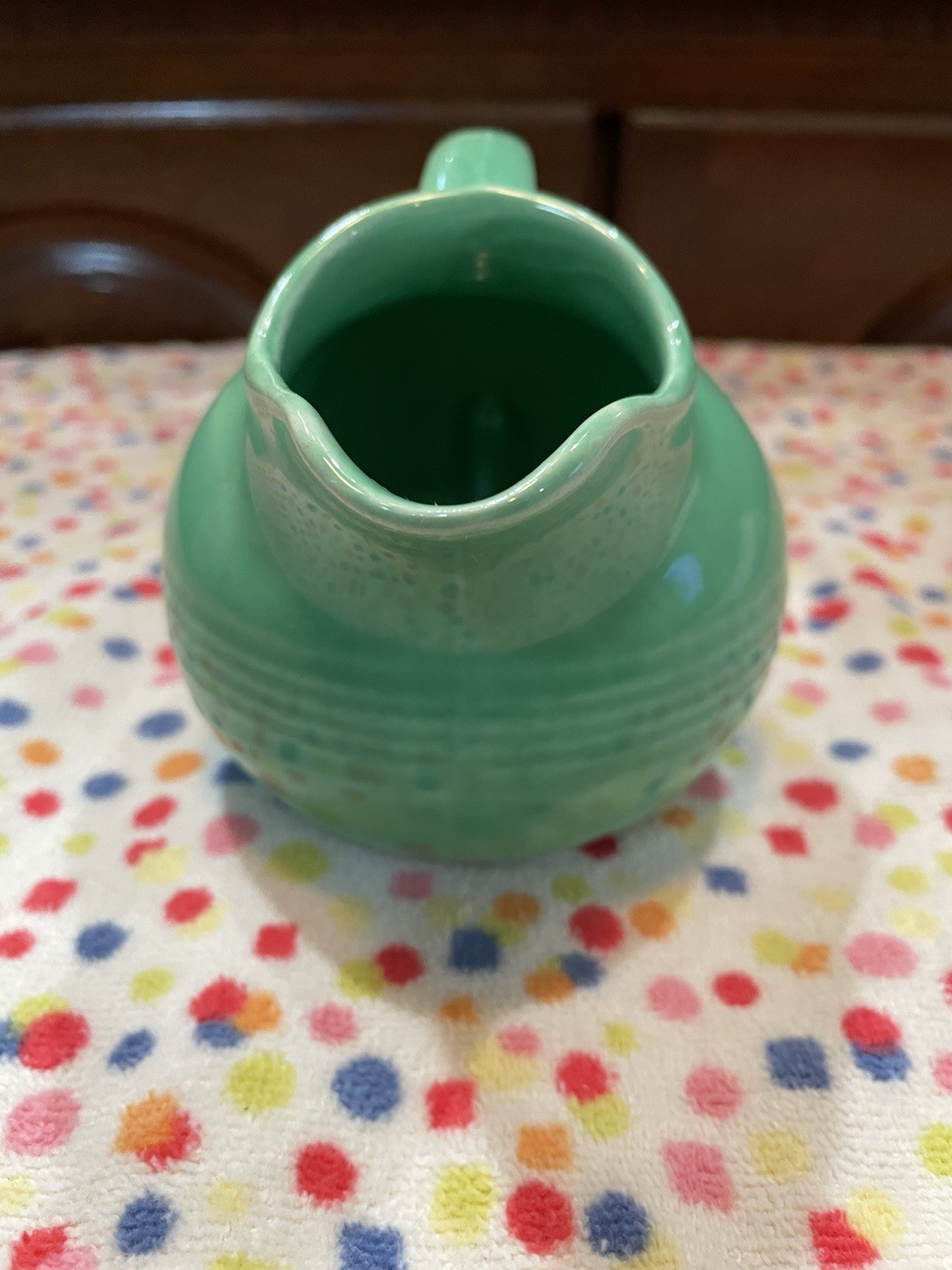 Homer Laughlin Harlequin Novelty Creamer Original Green Vintage HTF Free Ship