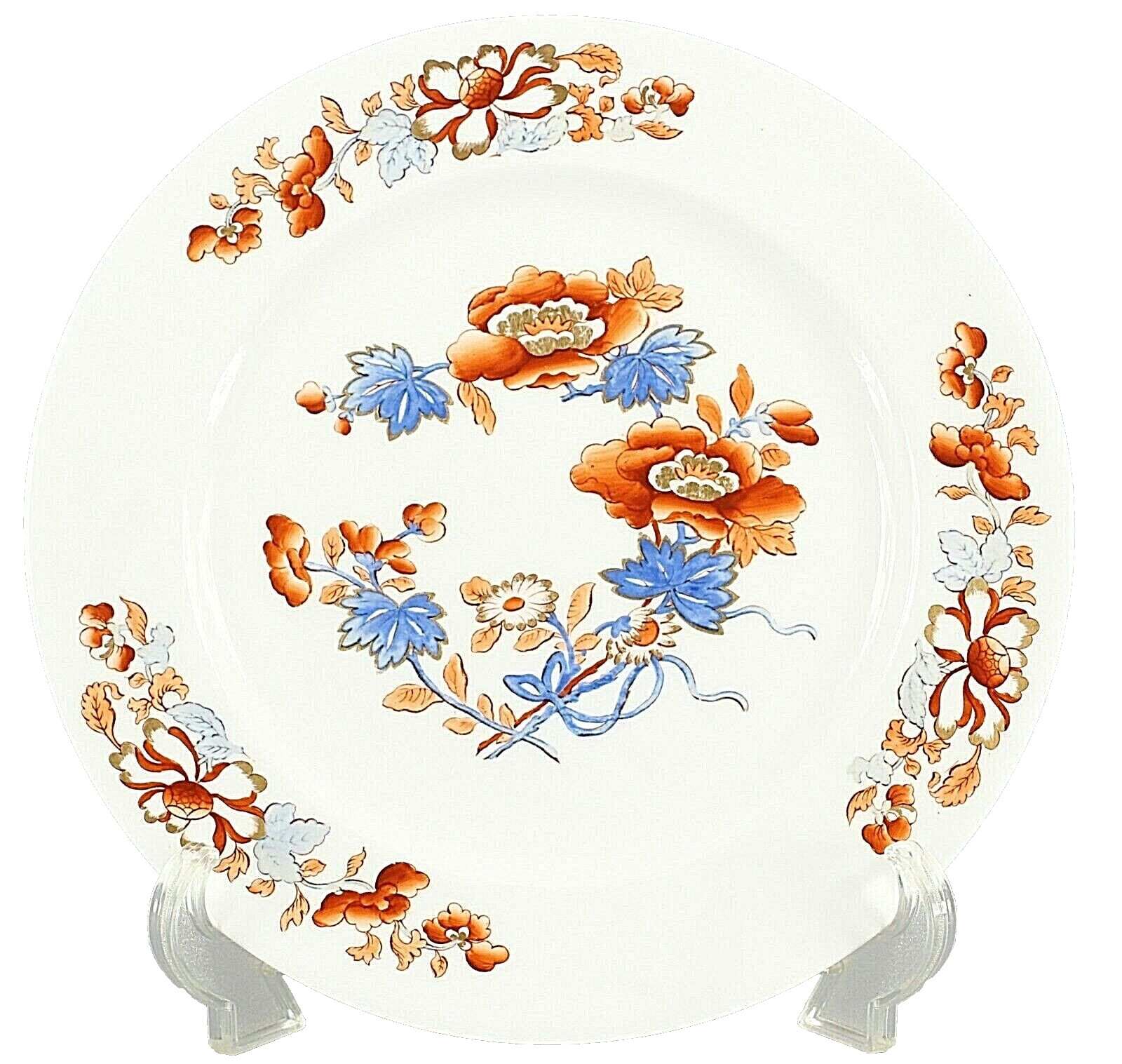 Royal Worcester Poppies 10.5 White Rust Gold Blue Porcelain Dinner Plate