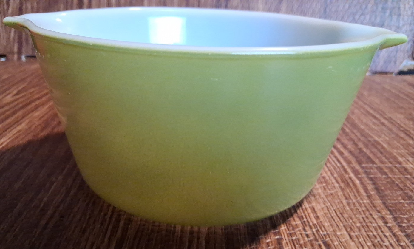 Pyrex Verde Olive Green Casserole Dish 7.5” 473 1qt Vintage ” No Lid”