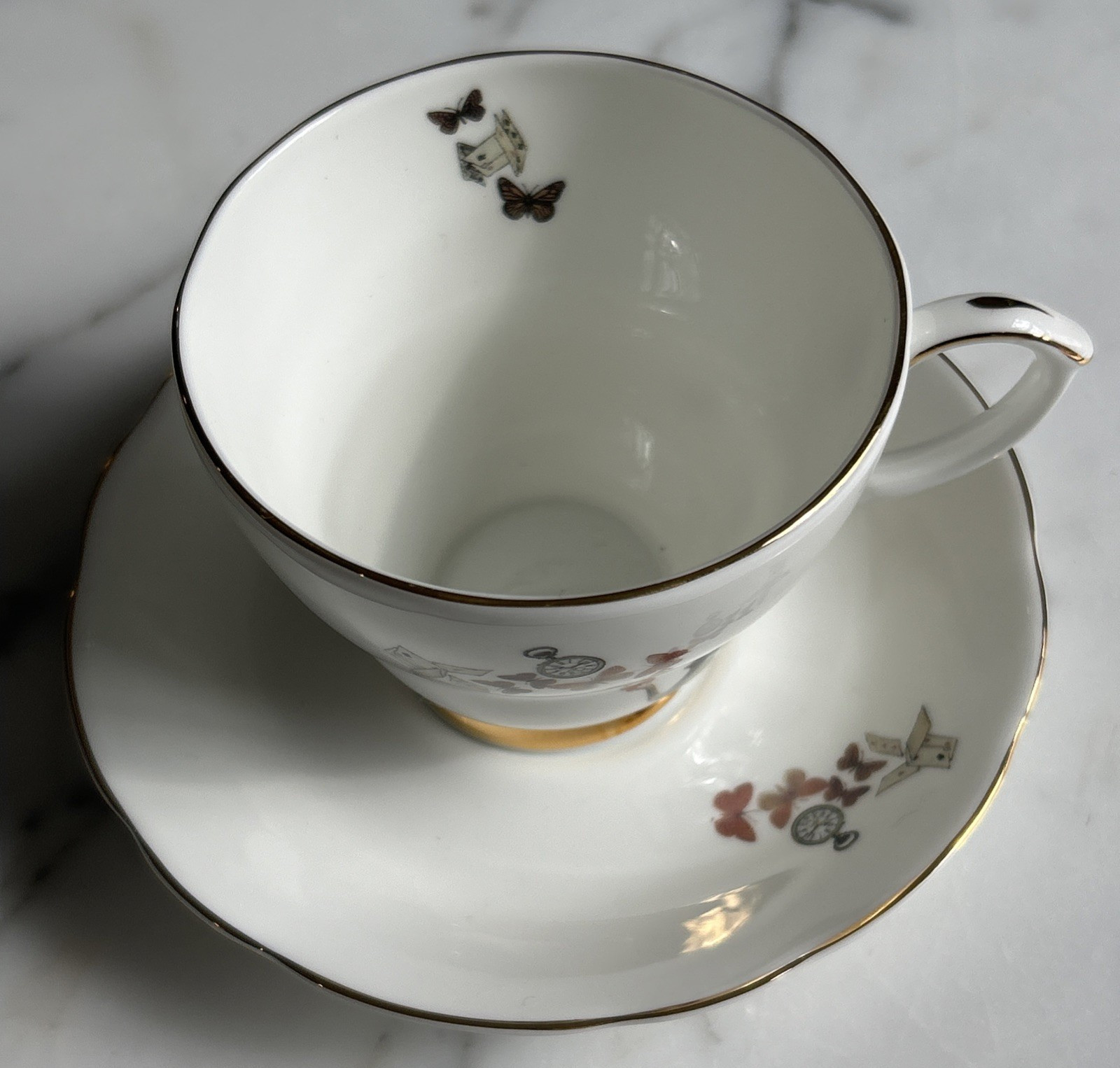 Ali Miller UK Alice In Wonderland Breakfast Dessert Cup/Saucer & Cake Plate Trio
