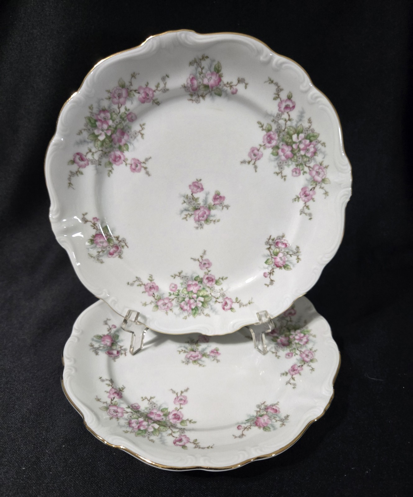 MINT Johann Haviland Bridal Rose Bavaria 2 Salad/snack Plates Pink Roses 7 3/4″